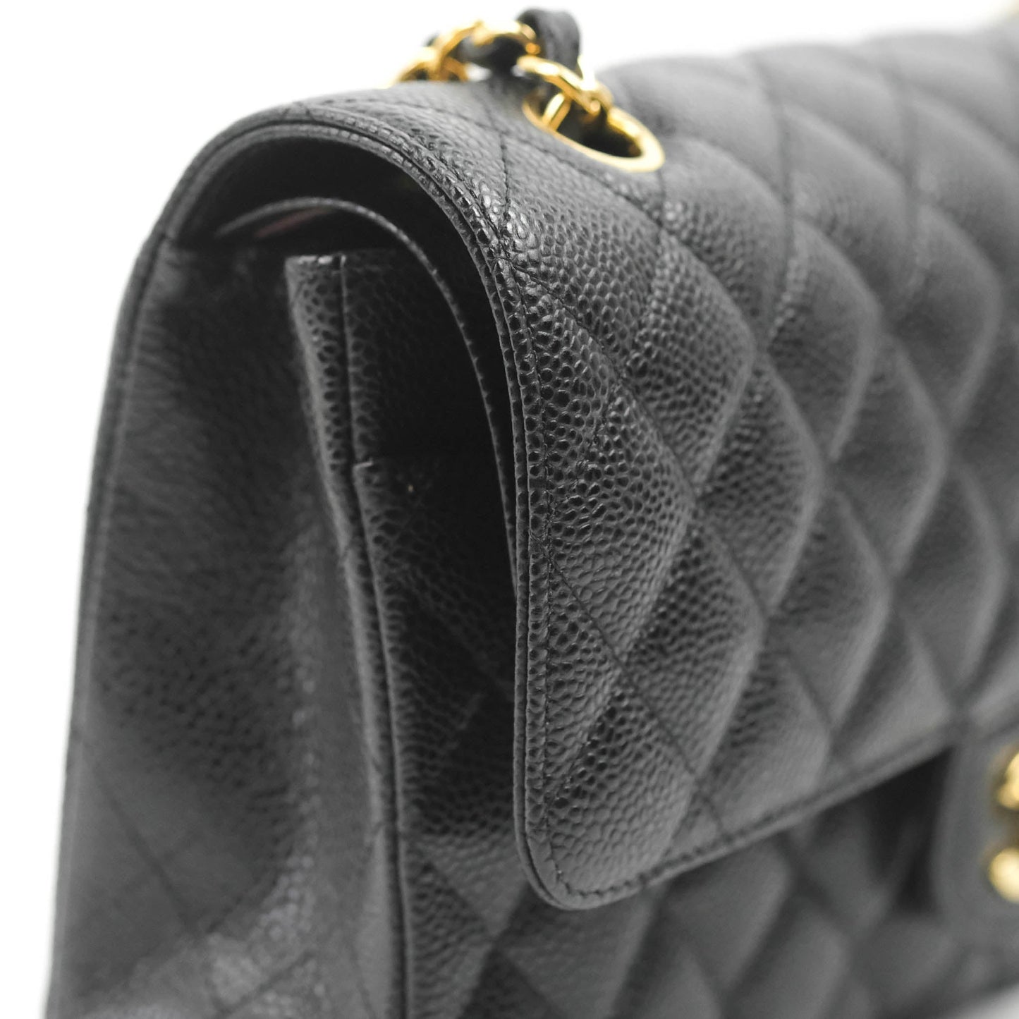 Chanel Classic M/L Medium Flap Quilted Black Caviar Gold Hardware