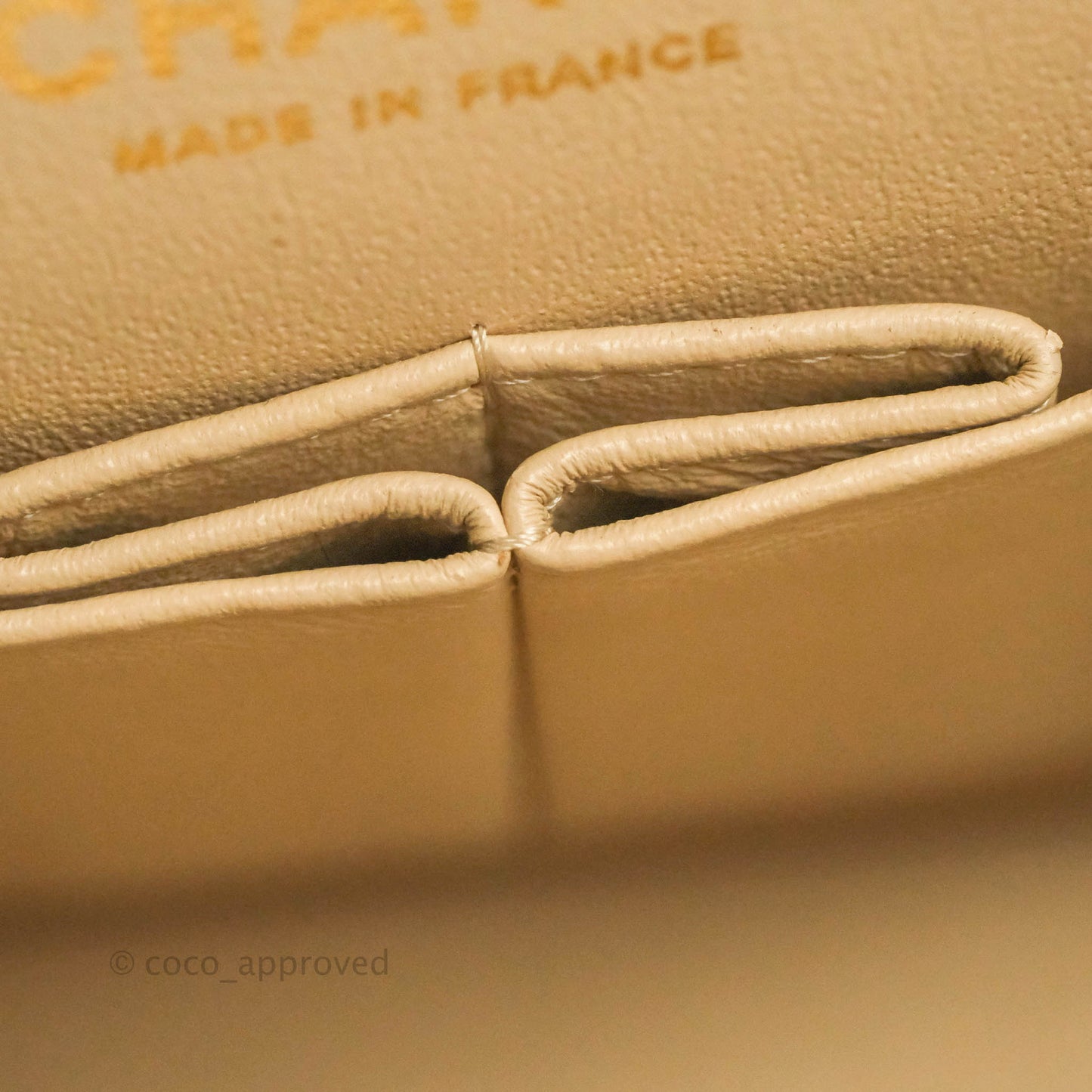 Chanel Classic M/L Medium Flap Quilted Beige Caviar Gold Hardware