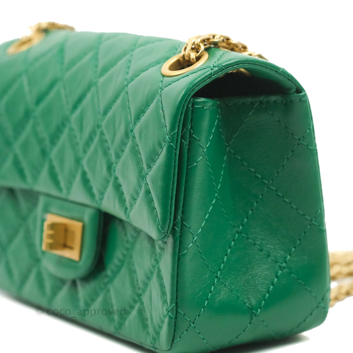 Chanel Mini Reissue 224 Green Aged Calfskin Aged Gold Hardware