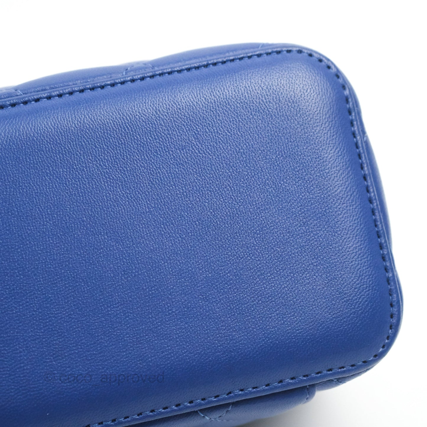 Chanel Vanity Rectangular Top Handle Blue Lambskin Gold Hardware