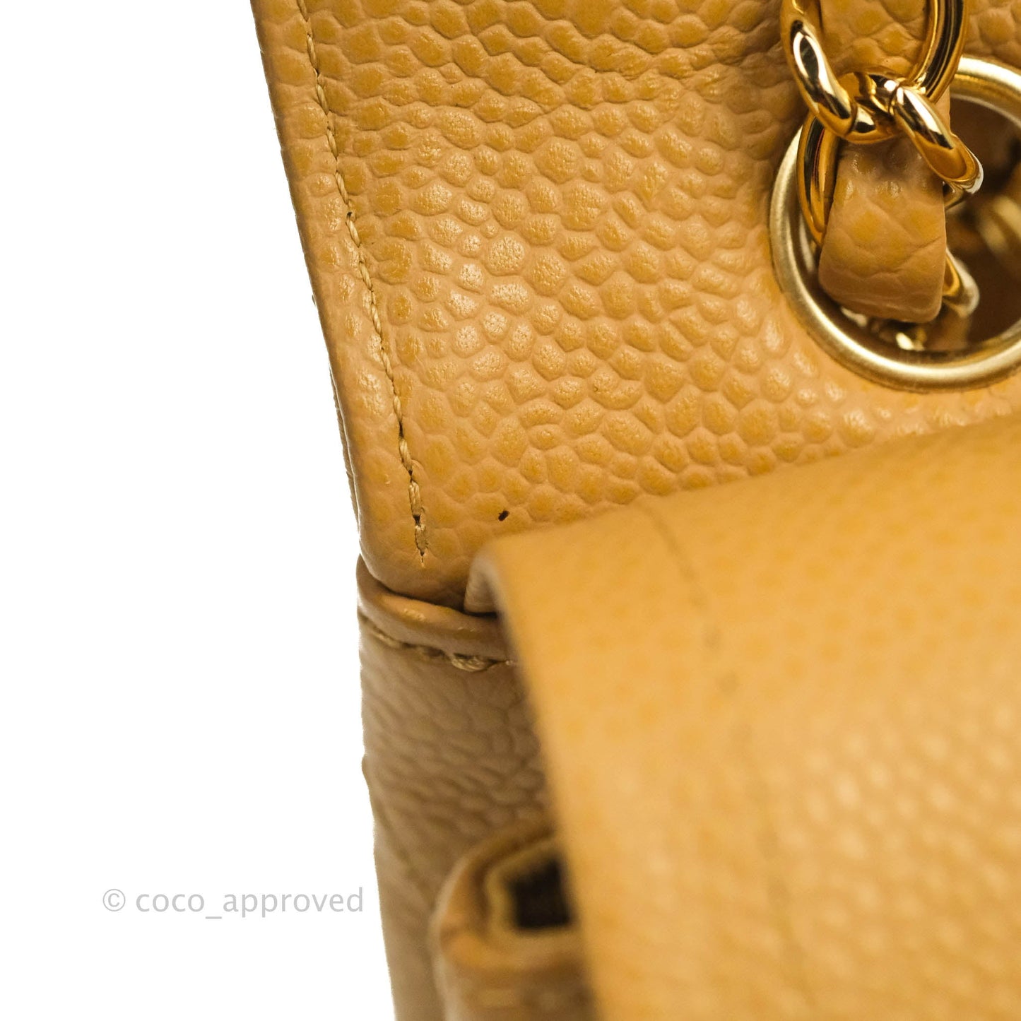 Chanel S/M Small Classic Quilted Flap Dark Beige Caviar 24K Gold Hardware