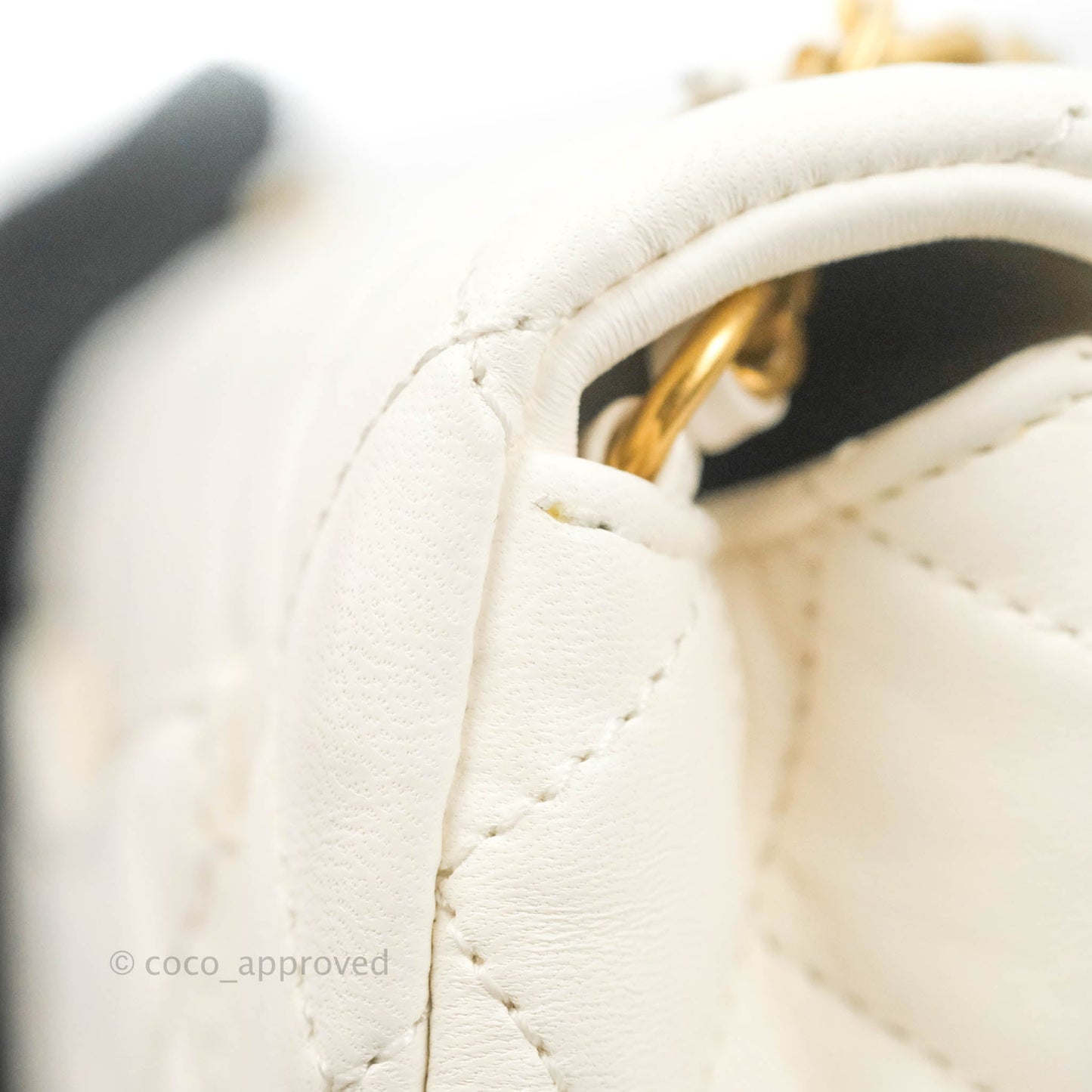 Chanel Mini Rectangular Pearl Crush Quilted White Lambskin Aged Gold Hardware