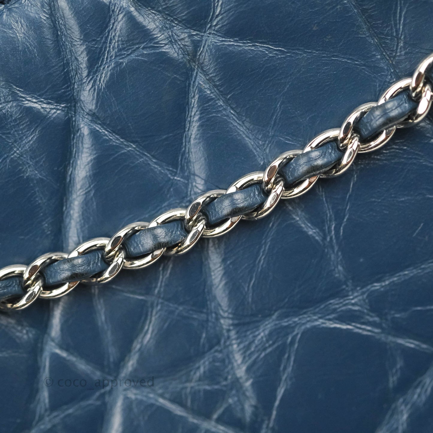 Chanel Drawstring Bucket Bag Dark Blue Aged Calfskin Silver Hardware