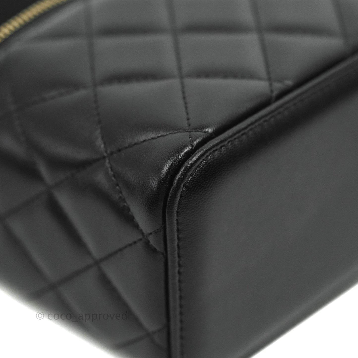 Chanel Vanity Rectangular Top Handle Black Lambskin Gold Hardware