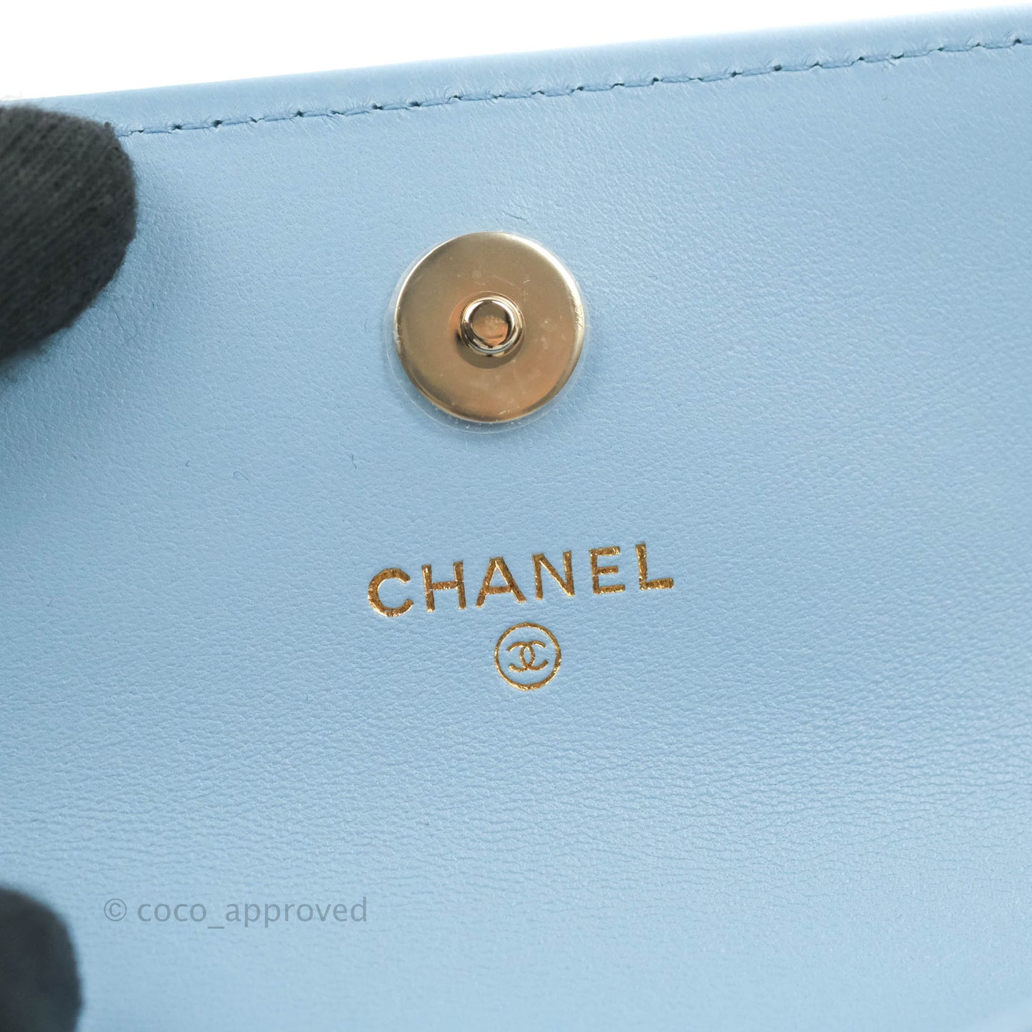 Chanel Mini Clutch With Chain Blue Lambskin Gold Hardware