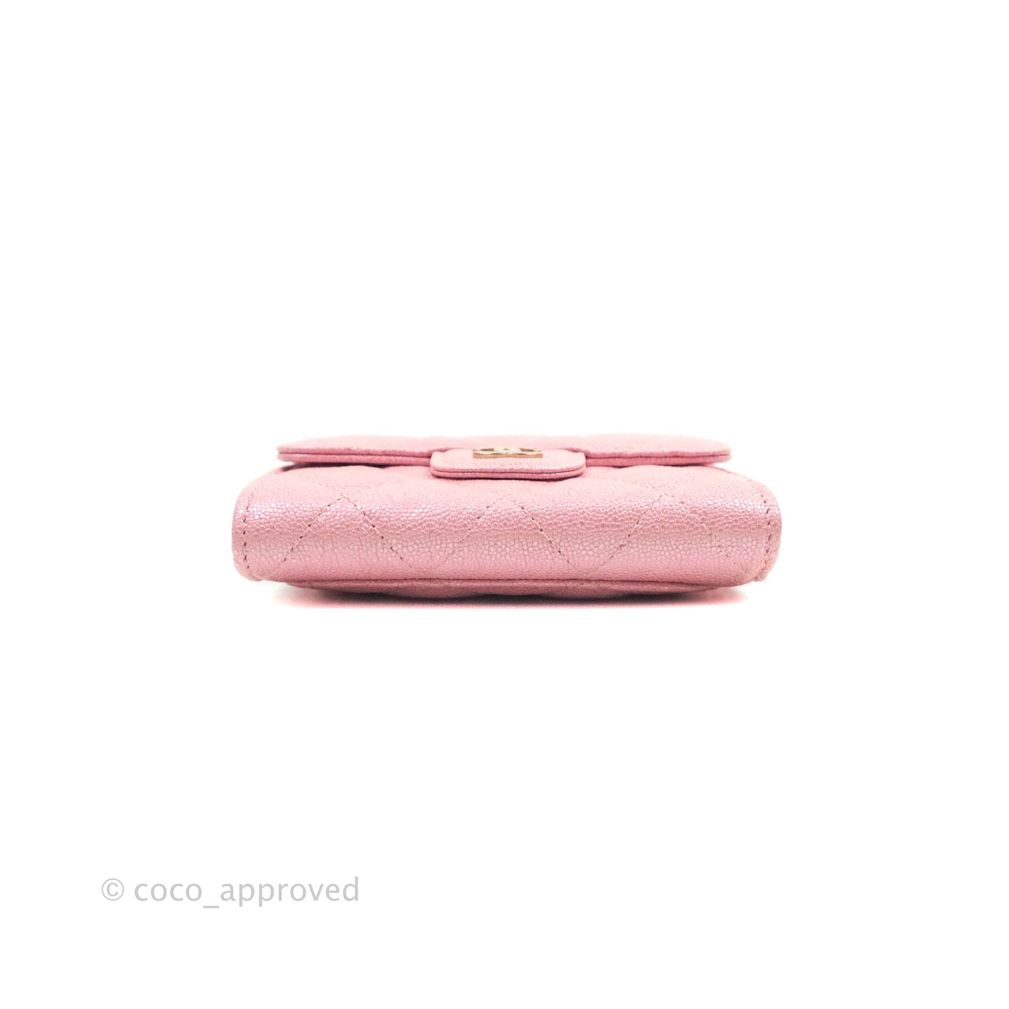 Chanel Mini Wallet With Chain Iridescent Pink Caviar Gold Hardware 19S