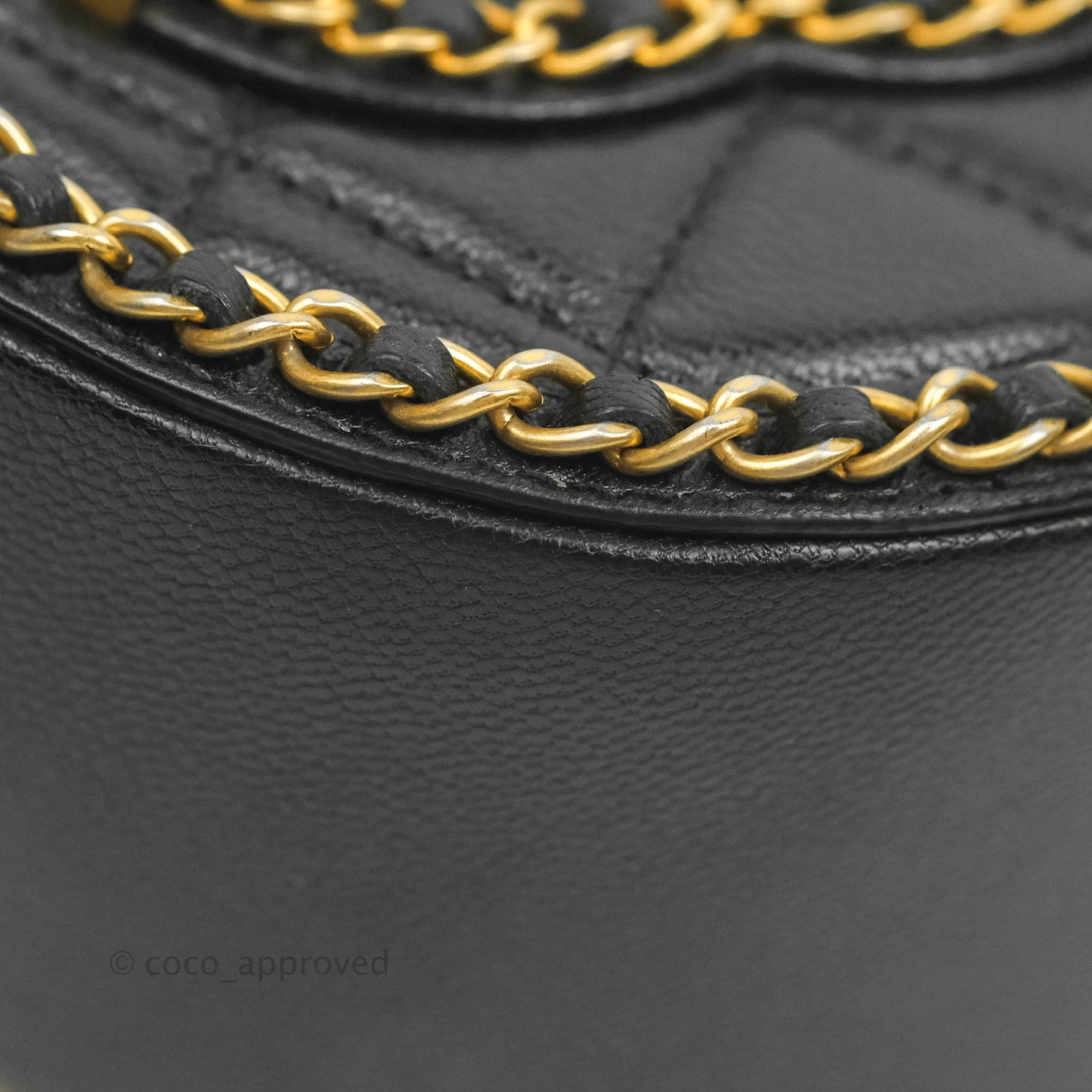 Chanel Quilted Filigree Chain Around Circle Bag Black Lambskin Aged Gold Hardware