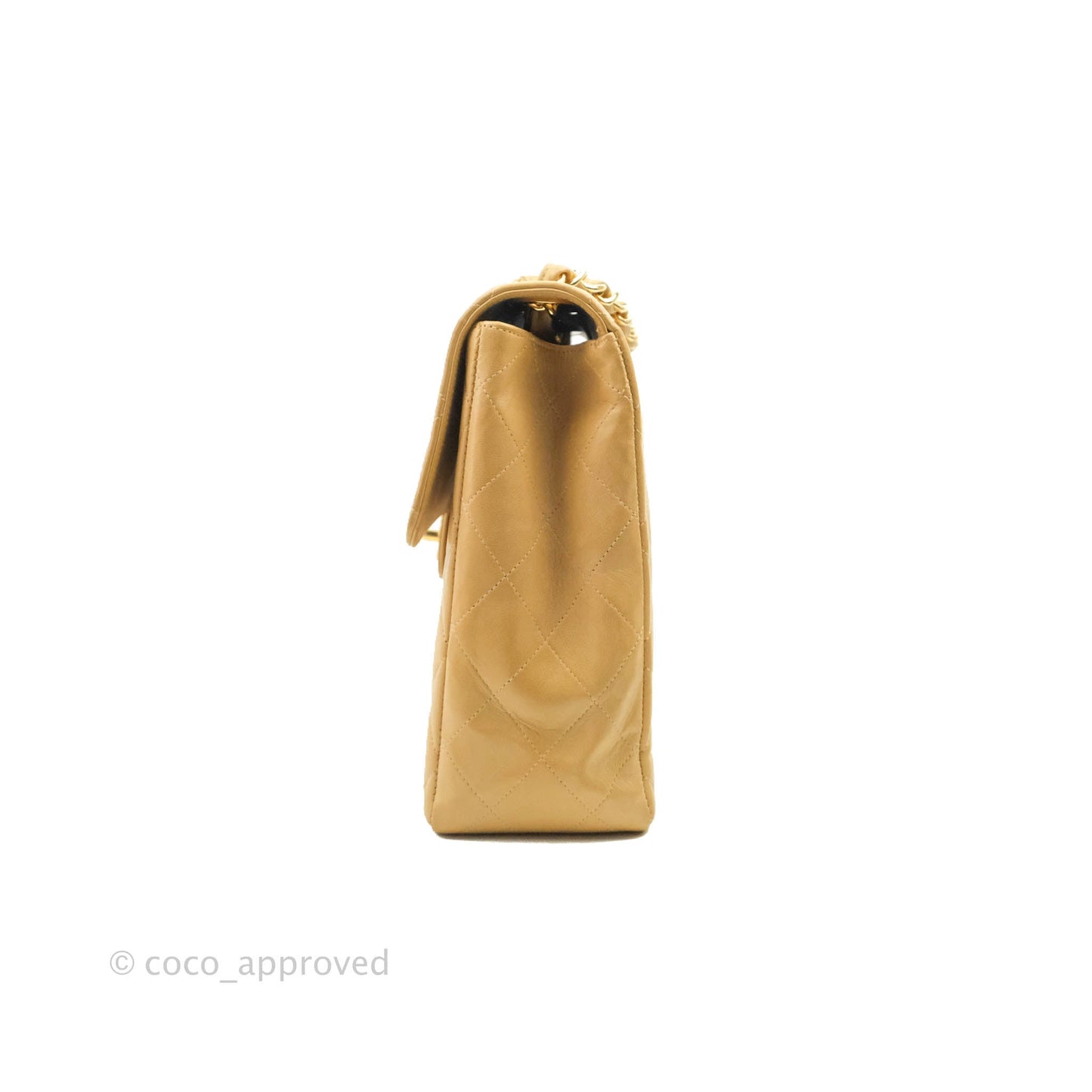 Chanel Classic Vintage Jumbo Single Flap Beige Lambskin Gold Hardware