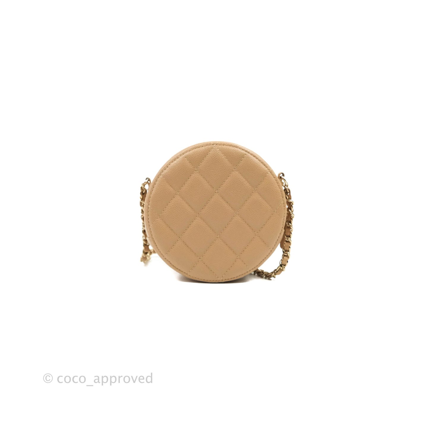 Chanel Round Circle Bag Dark Beige Caviar Light Gold Hardware