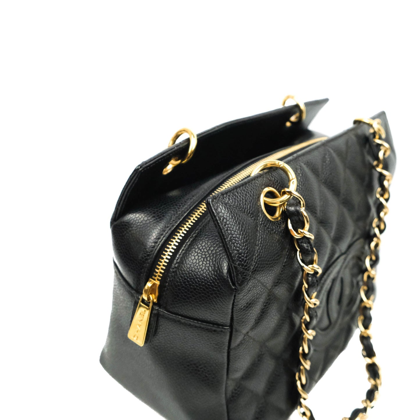 Chanel PTT Petite Timeless Shopping Tote Bag Black Caviar Gold Hardware