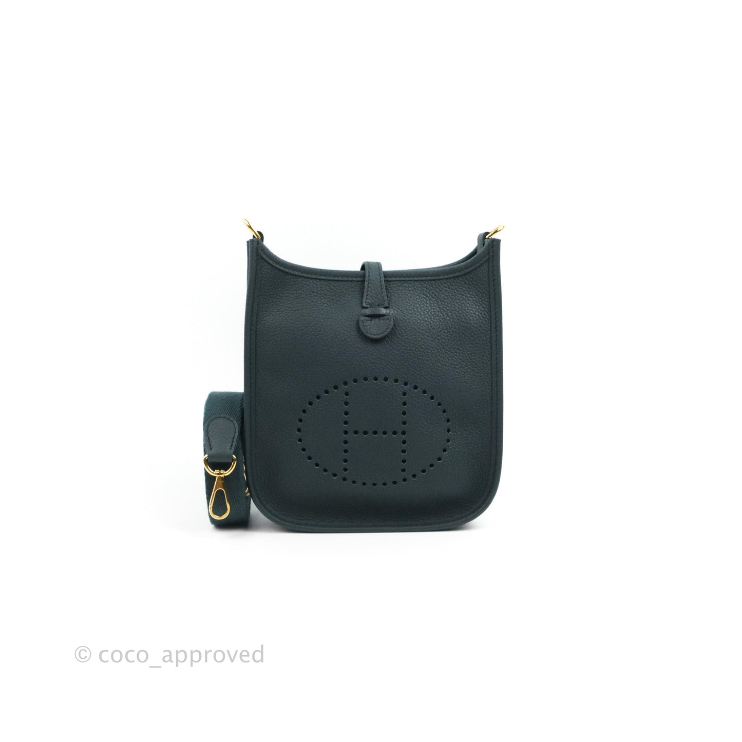 Hermès Mini Evelyne 16 Vert Rousseau/ Vert Cypress Clemence Gold Hardware