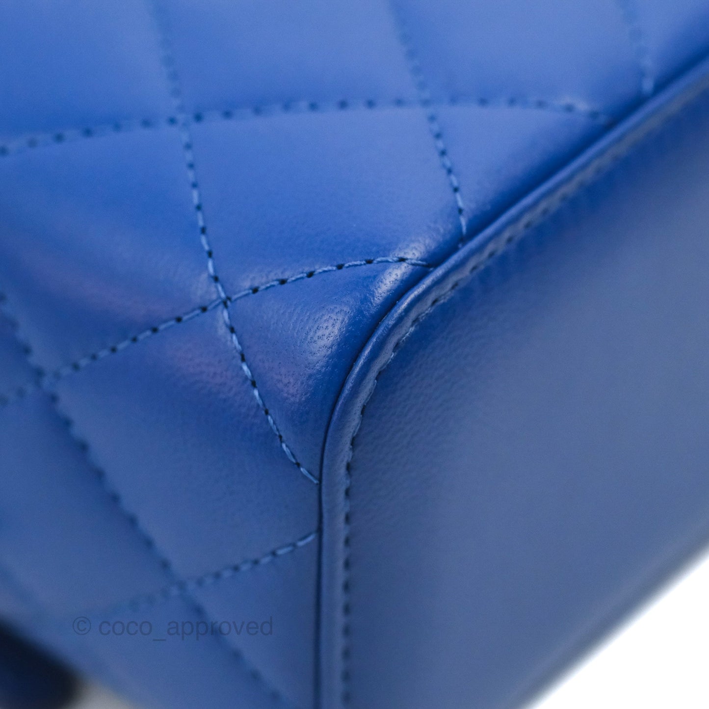 Chanel Mini Top Handle Vanity With Chain Blue Lambskin Gold Hardware