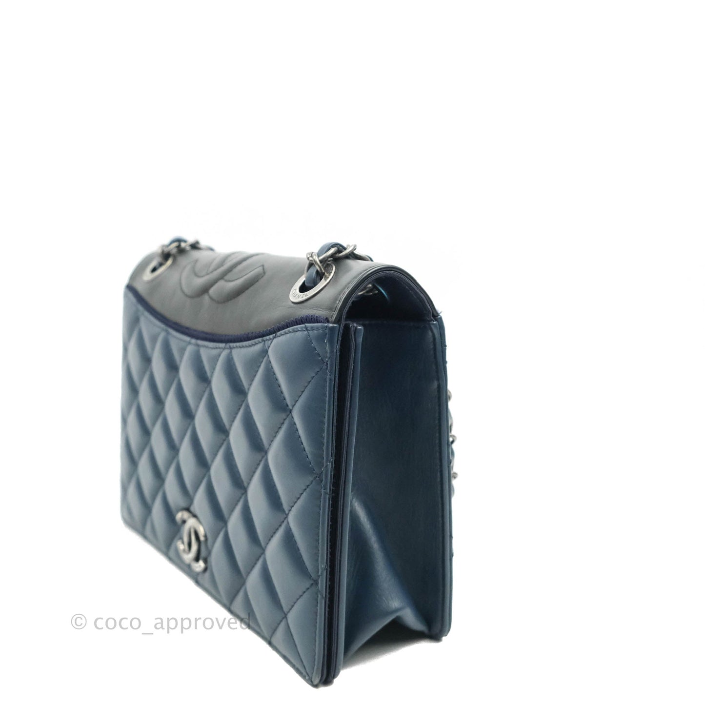 Chanel Quilted Ballerina Small Flap Bag Blue Black Ruthenium Hardware