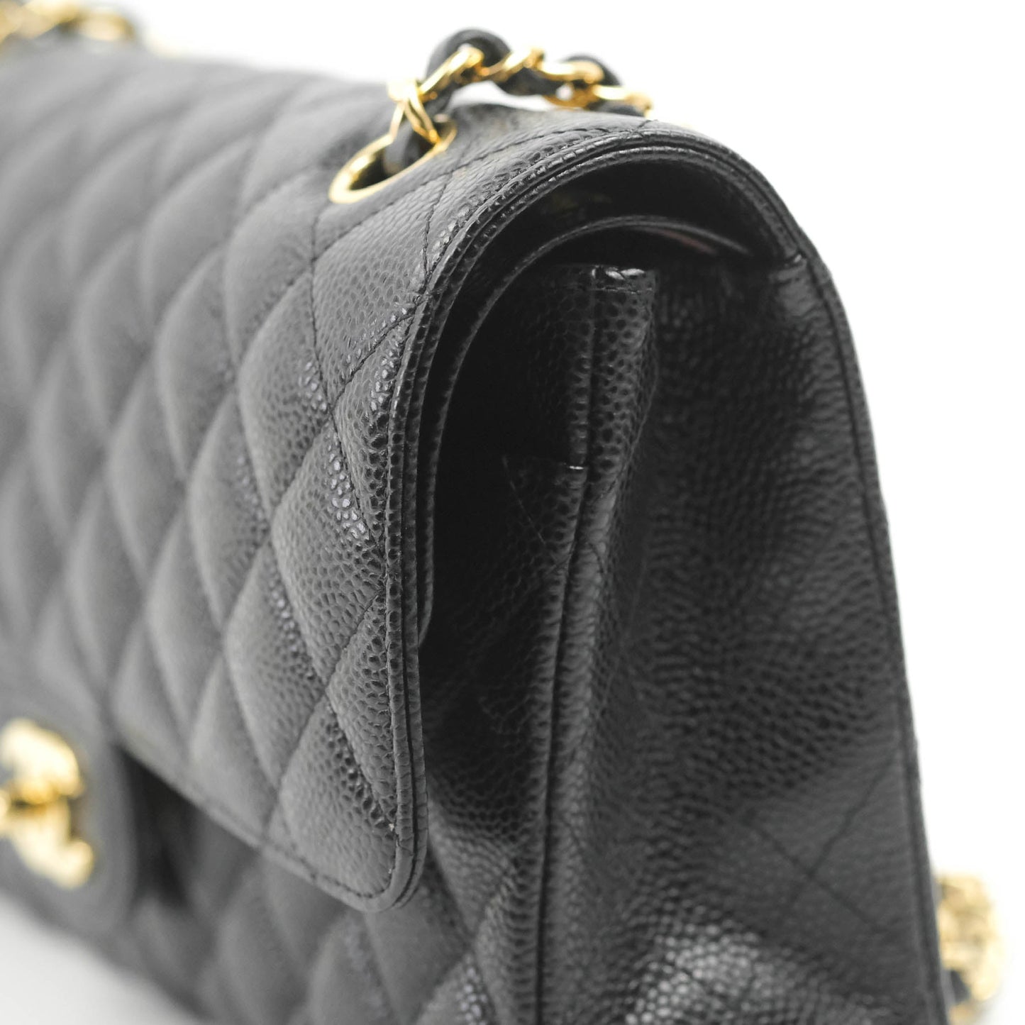 Chanel Classic M/L Medium Flap Quilted Black Caviar Gold Hardware