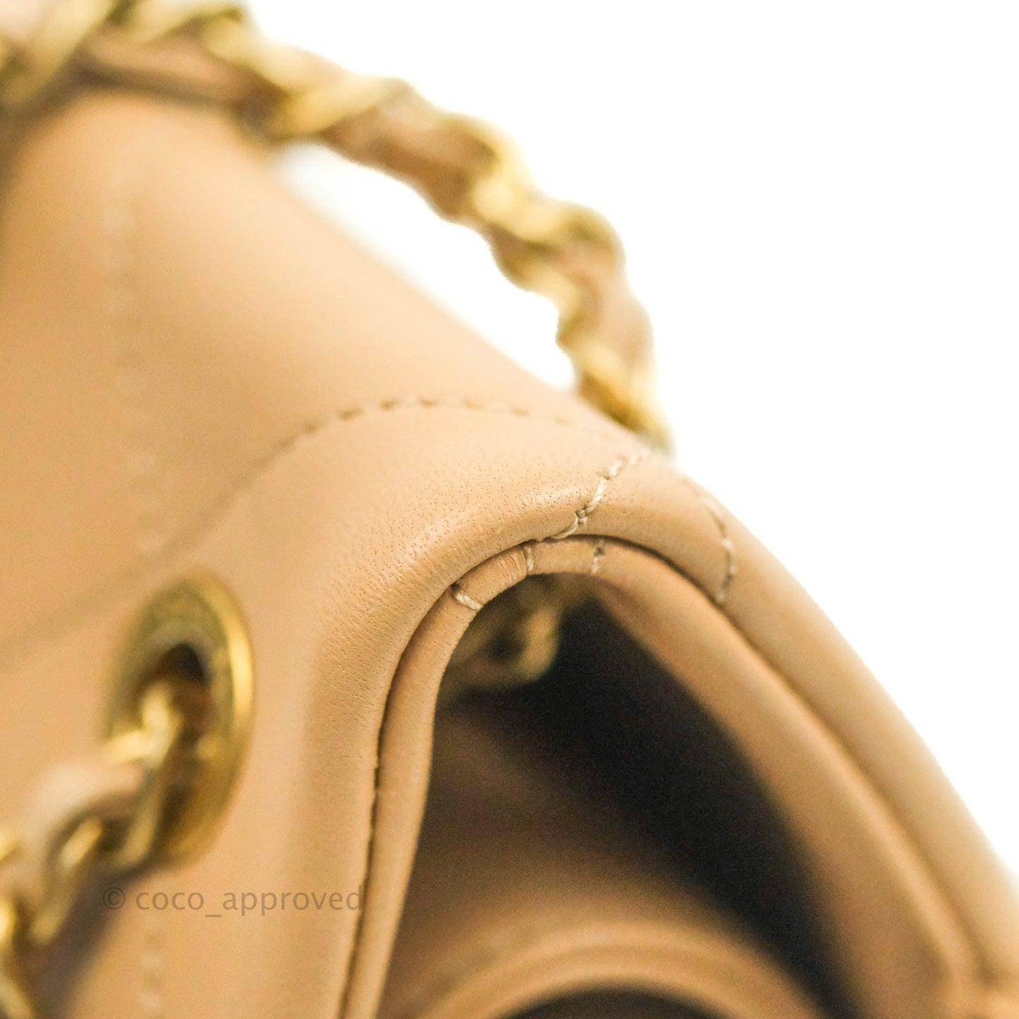 Chanel A Real Catch Quilted Flap Bag Beige Aged Gold Hardware