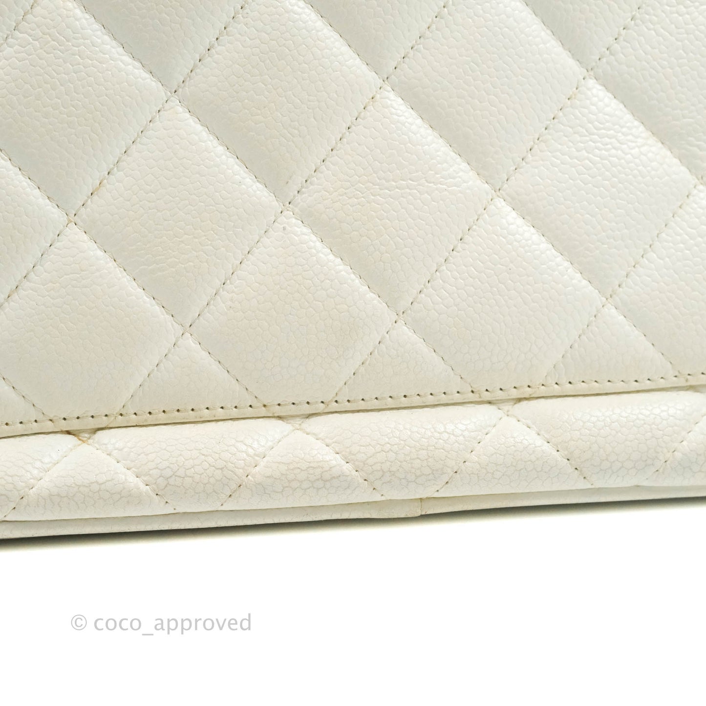 Chanel Vintage Medallion CC White Caviar Tote Bag Gold Hardware