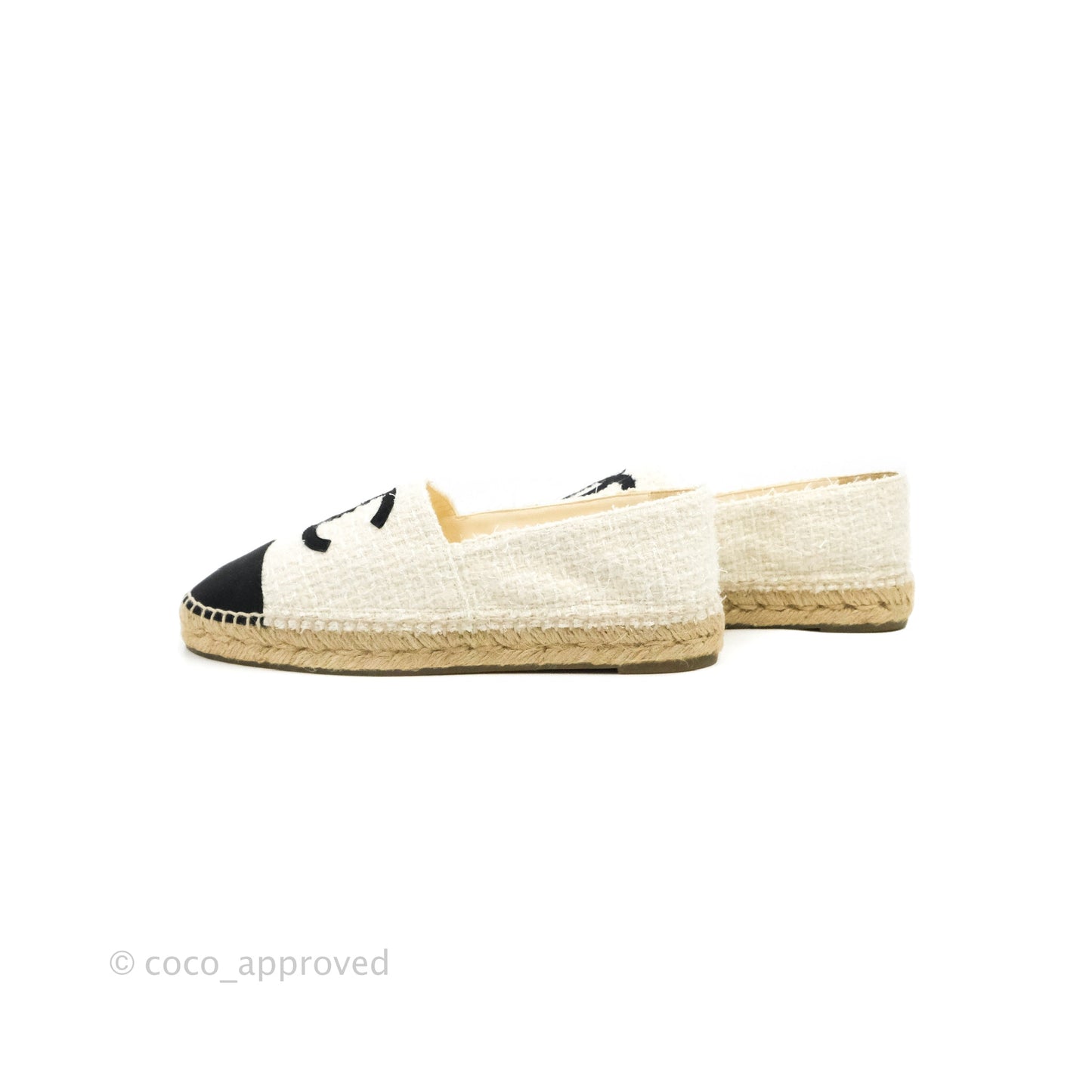 Chanel Espadrilles Tweed Black Beige 40