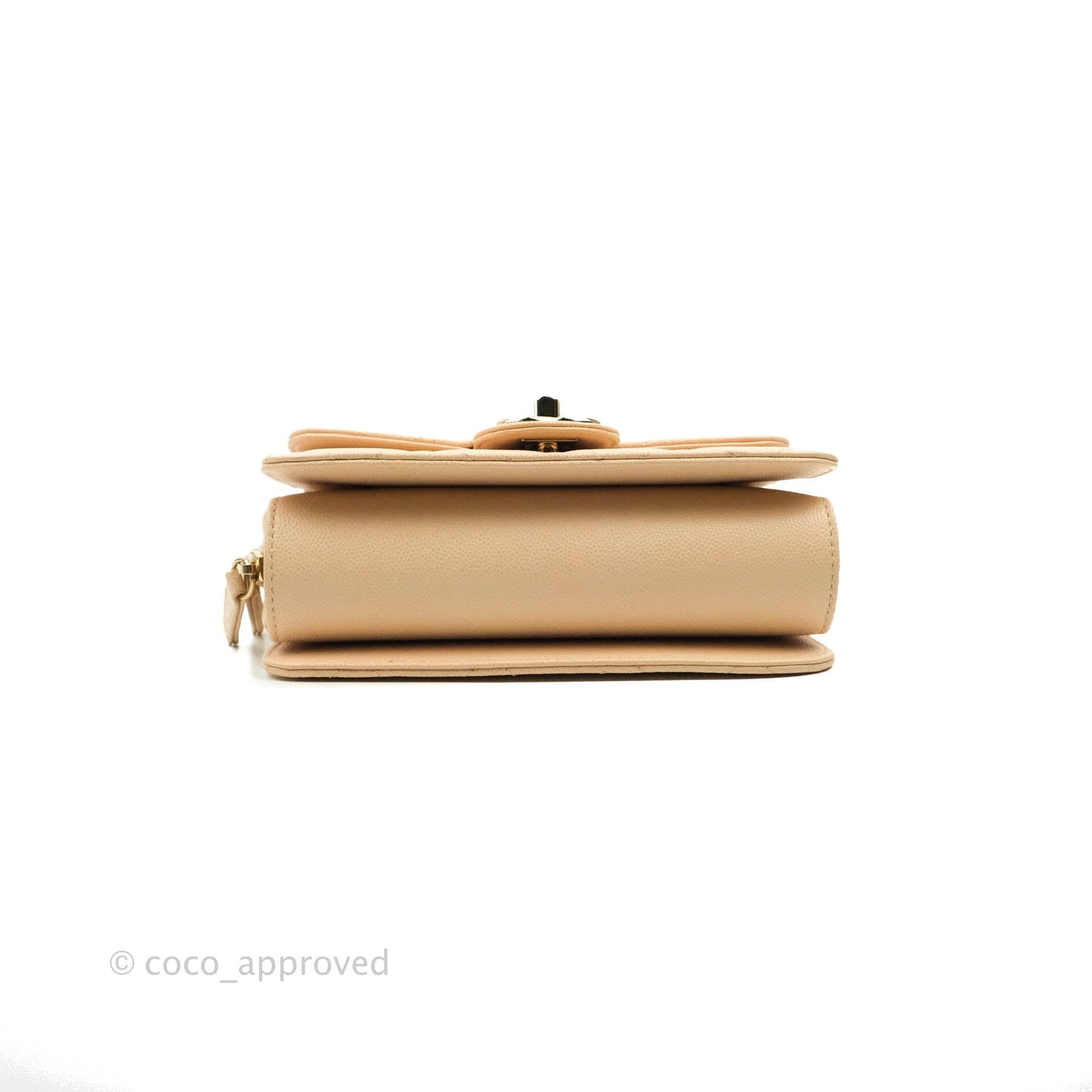 Chanel Quilted Small Like The Wallet Flap Light Beige Caviar Light Gold Hardware 22C
