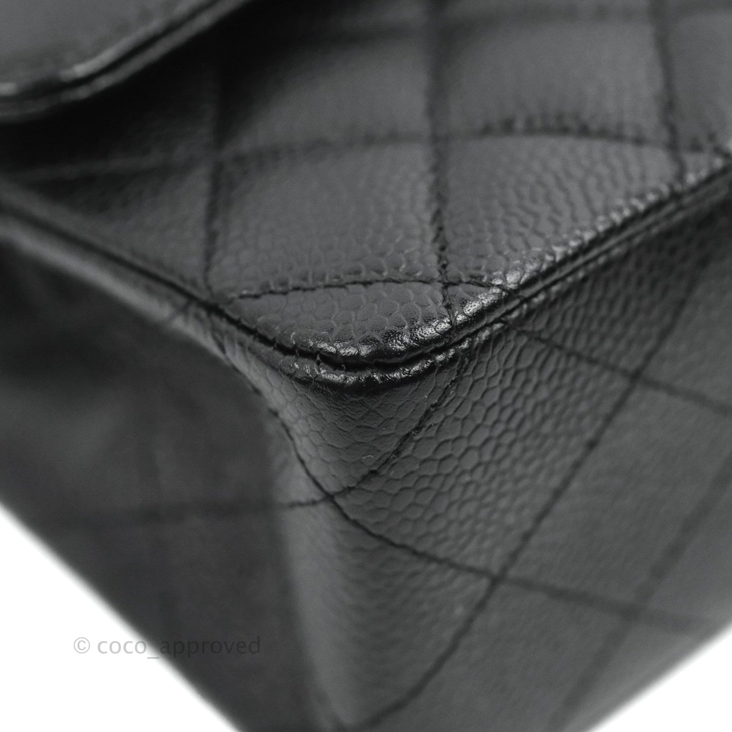 Chanel Classic M/L Medium Flap Quilted Black Caviar Silver Hardware