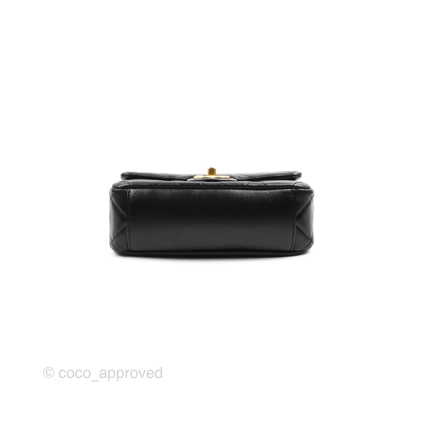 Chanel Flap Chain Bag Black Shiny Calfskin Aged Gold Hardware