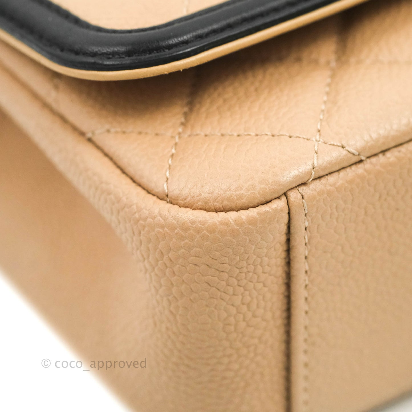 Chanel Quilted Medium CC Filigree Flap Beige Black Caviar
