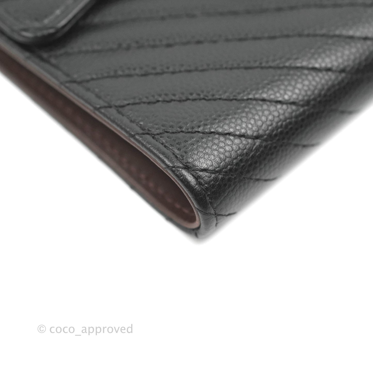 Chanel Classic Flap Chevron Wallet Black Caviar Silver Hardware