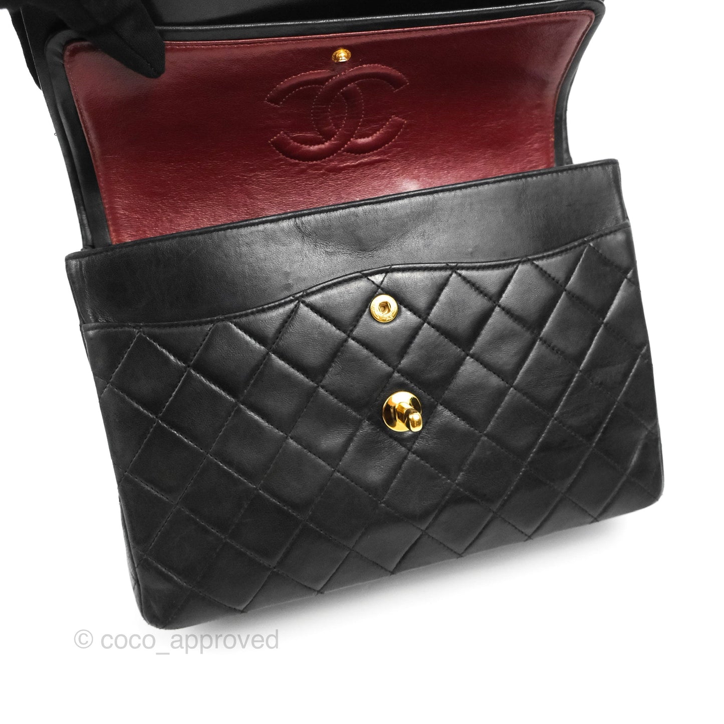 Chanel Vintage Square Flap Bag Black Lambskin 24K Gold Hardware
