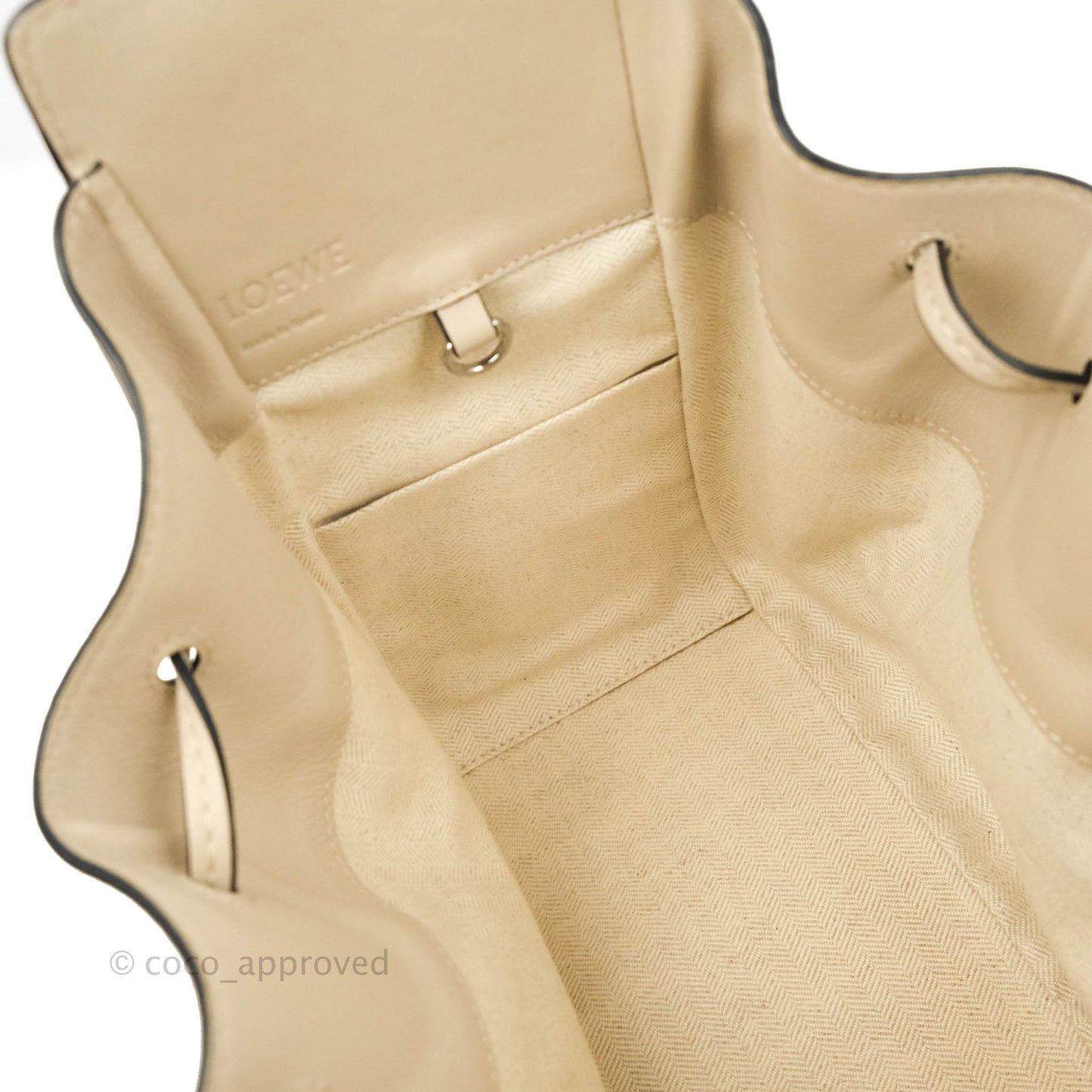 Loewe Mini Hammock Drawstring in Classic Beige Calfskin