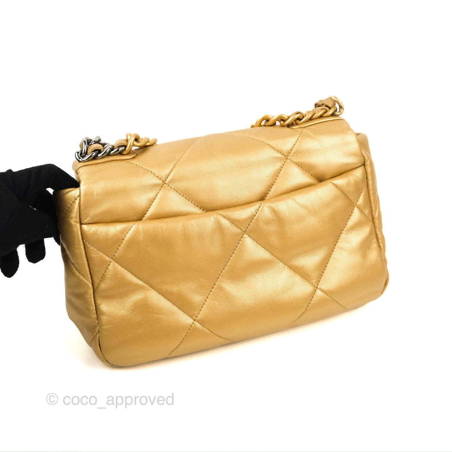 Chanel 19 Small Metallic Gold Lambskin Mixed Hardware
