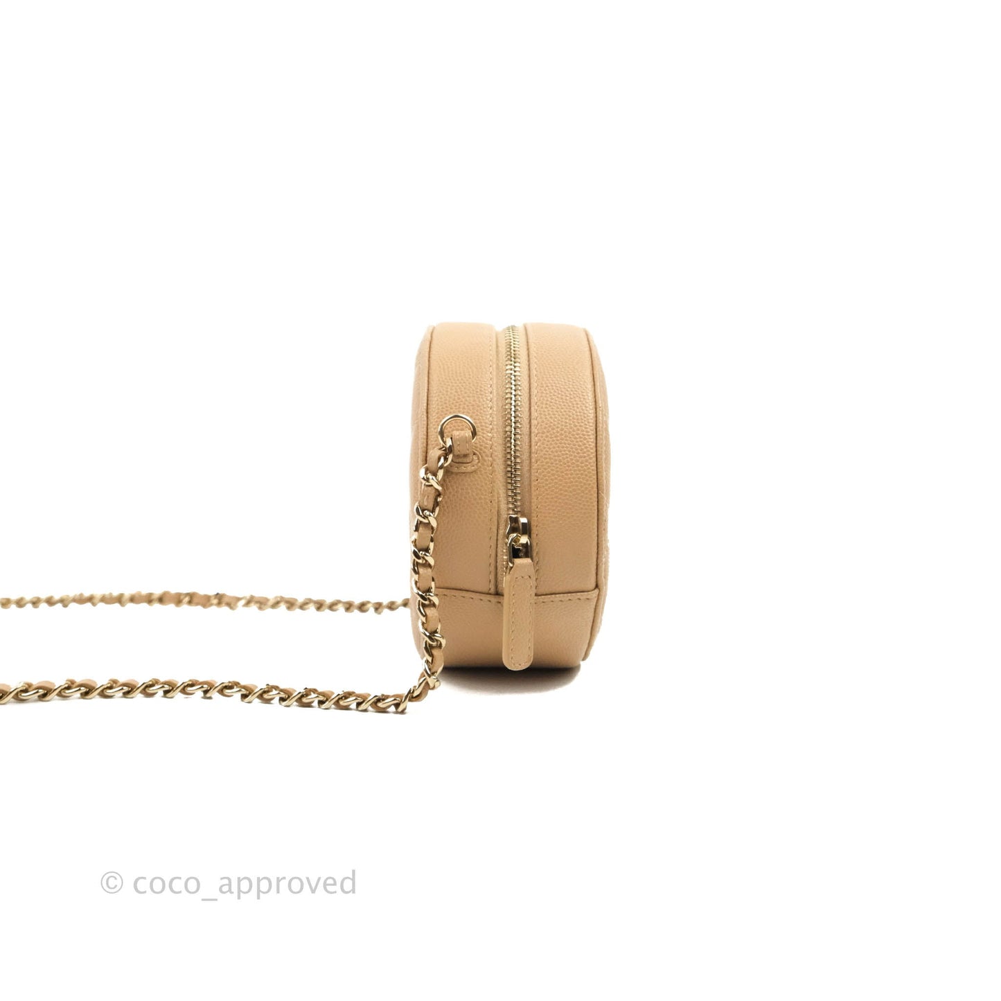 Chanel Round Circle Bag Dark Beige Caviar Light Gold Hardware
