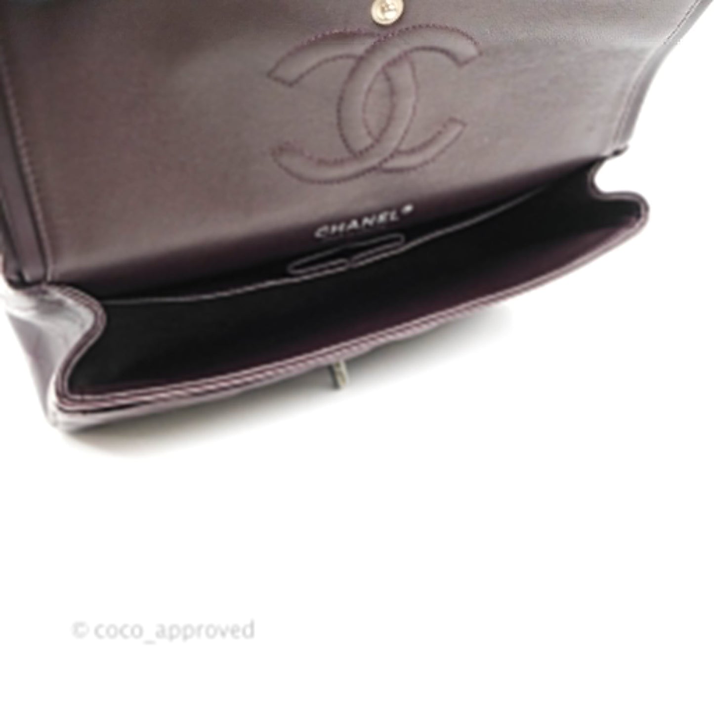 Chanel Classic M/L Medium Flap Quilted Purple Burgundy Lambskin Silver Hardware