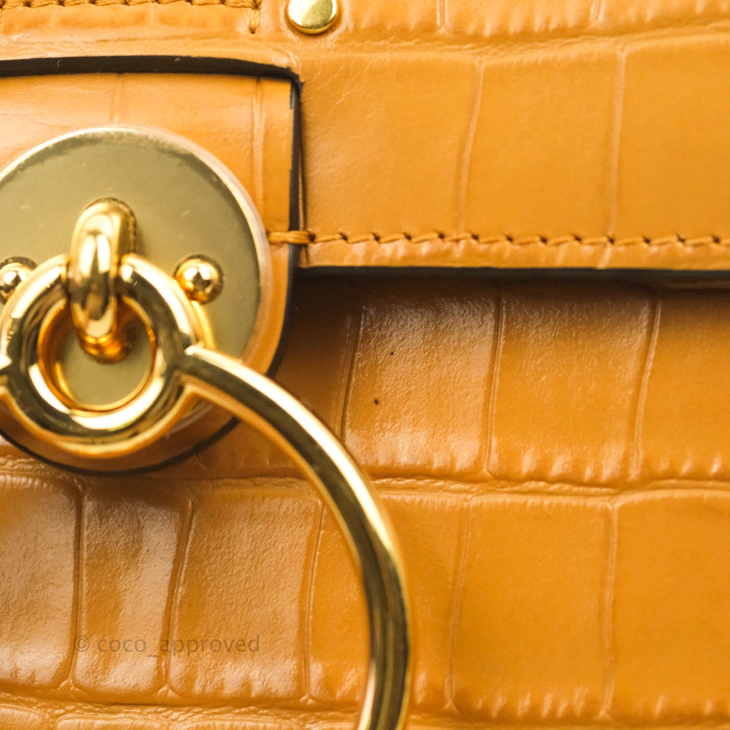 Chloe Small Croc-Embossed Tess Brown Bag