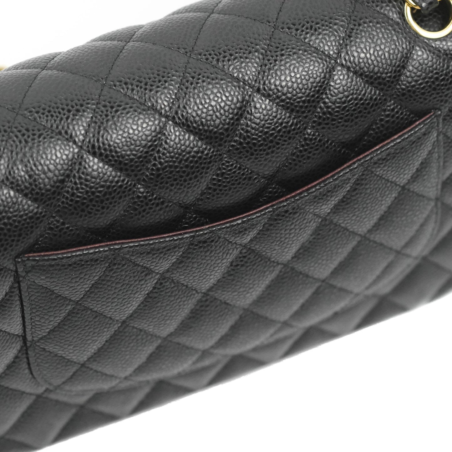 Chanel Classic M/L Medium Flap Quilted Black Caviar Gold Hardware