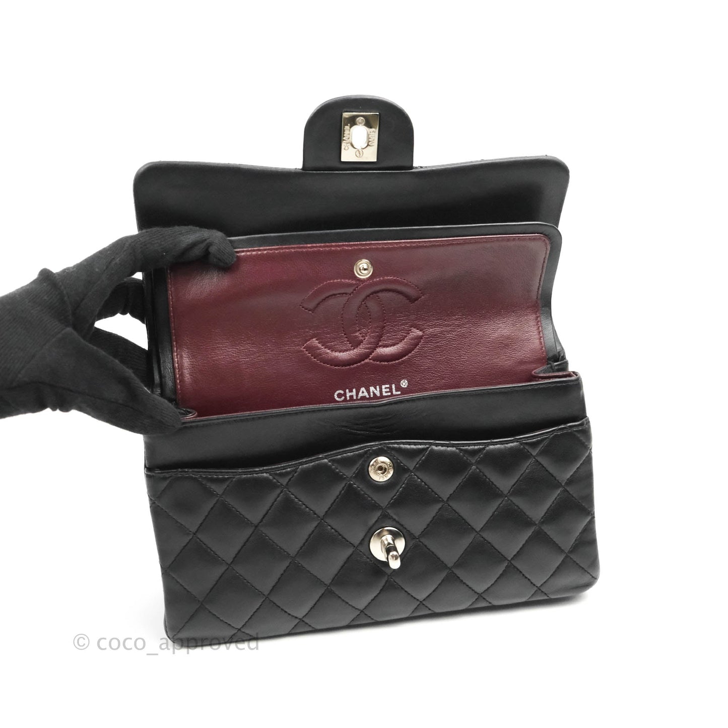 Chanel Small Classic Quilted Flap Black Lambskin Silver Hardware