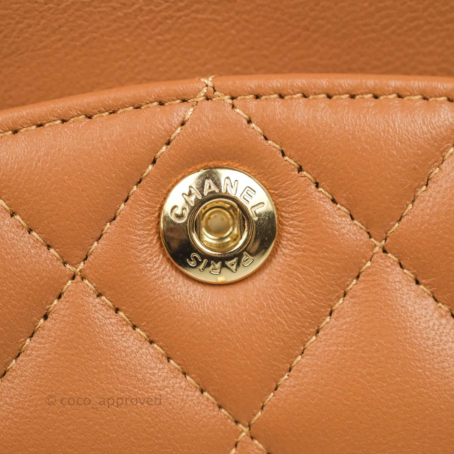Chanel Classic Small S/M Flap Dark Beige Caramel Lambskin Gold Hardware 22S