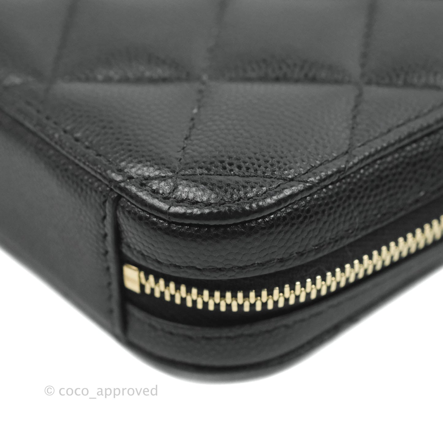 Chanel Quilted WOC Phone Holder Black Caviar Gold Hardware