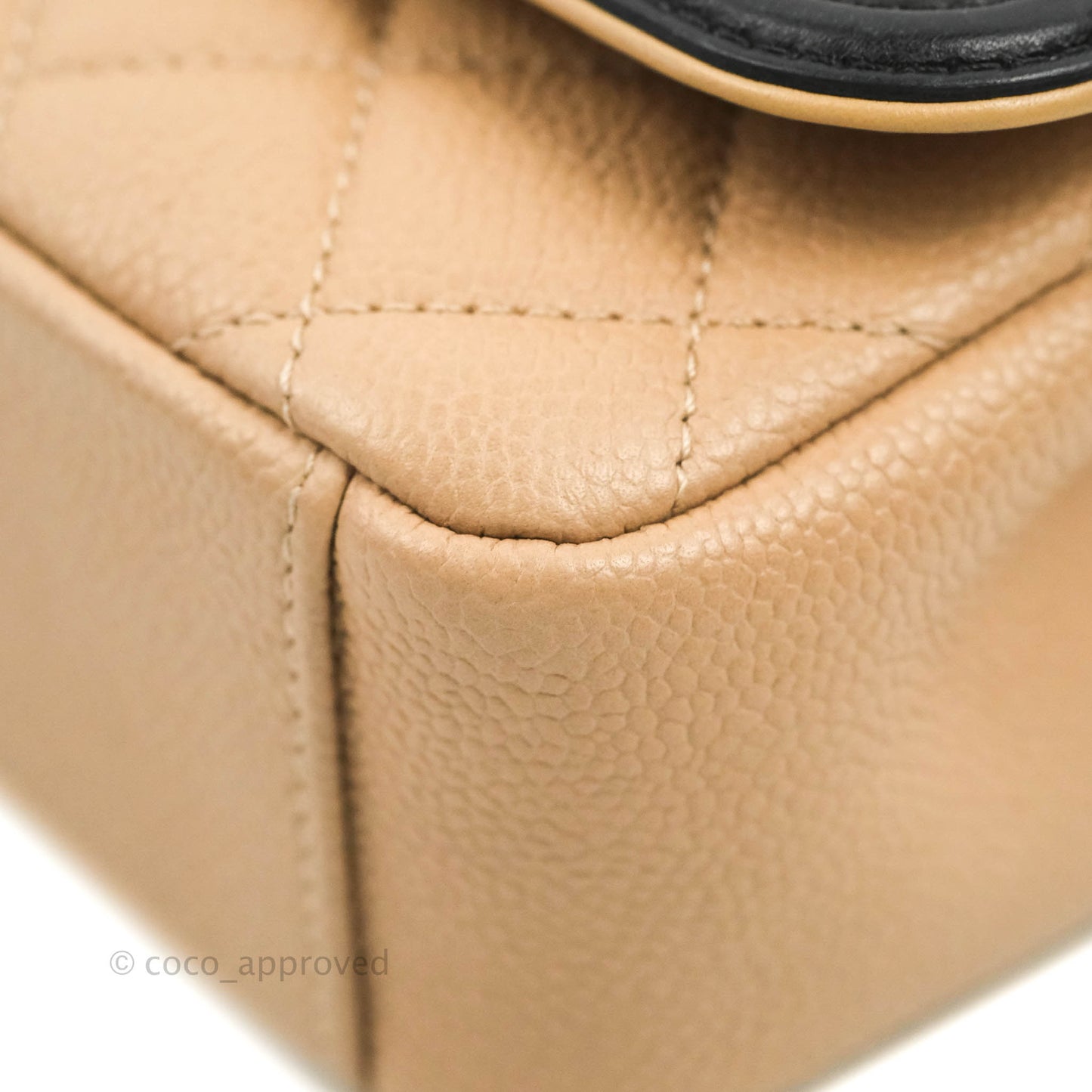 Chanel Quilted Medium CC Filigree Flap Beige Black Caviar
