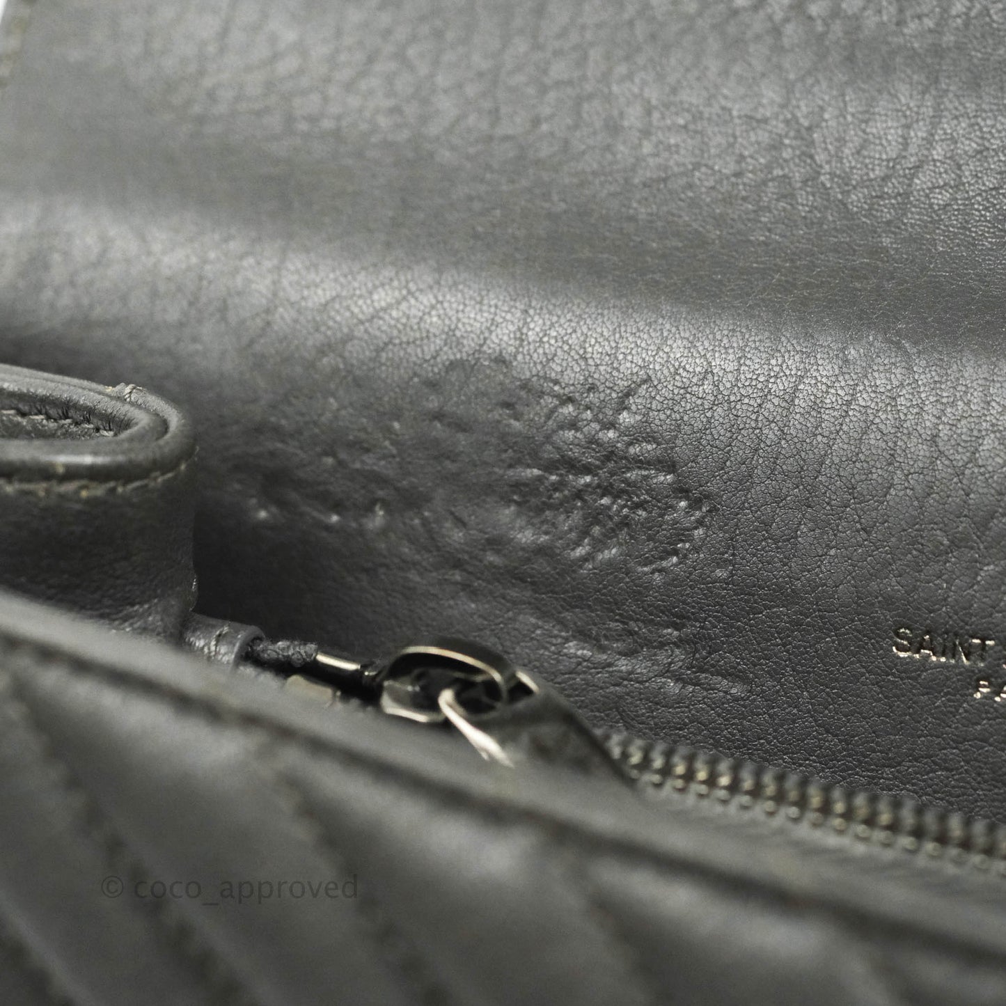 Saint Laurent Chevron Medium College Grey Chain Bag Ruthenium Hardware