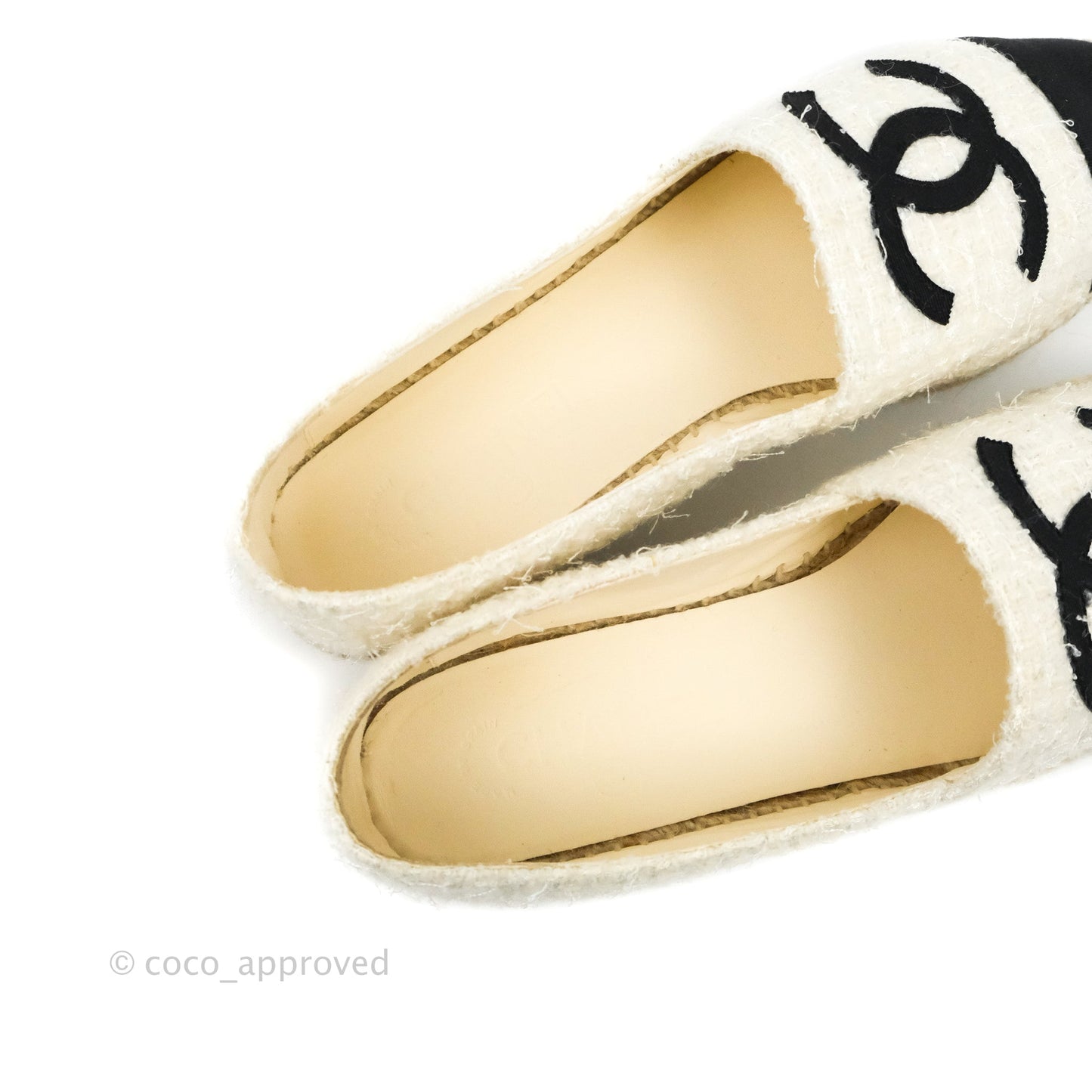 Chanel Espadrilles Tweed Black Beige 40