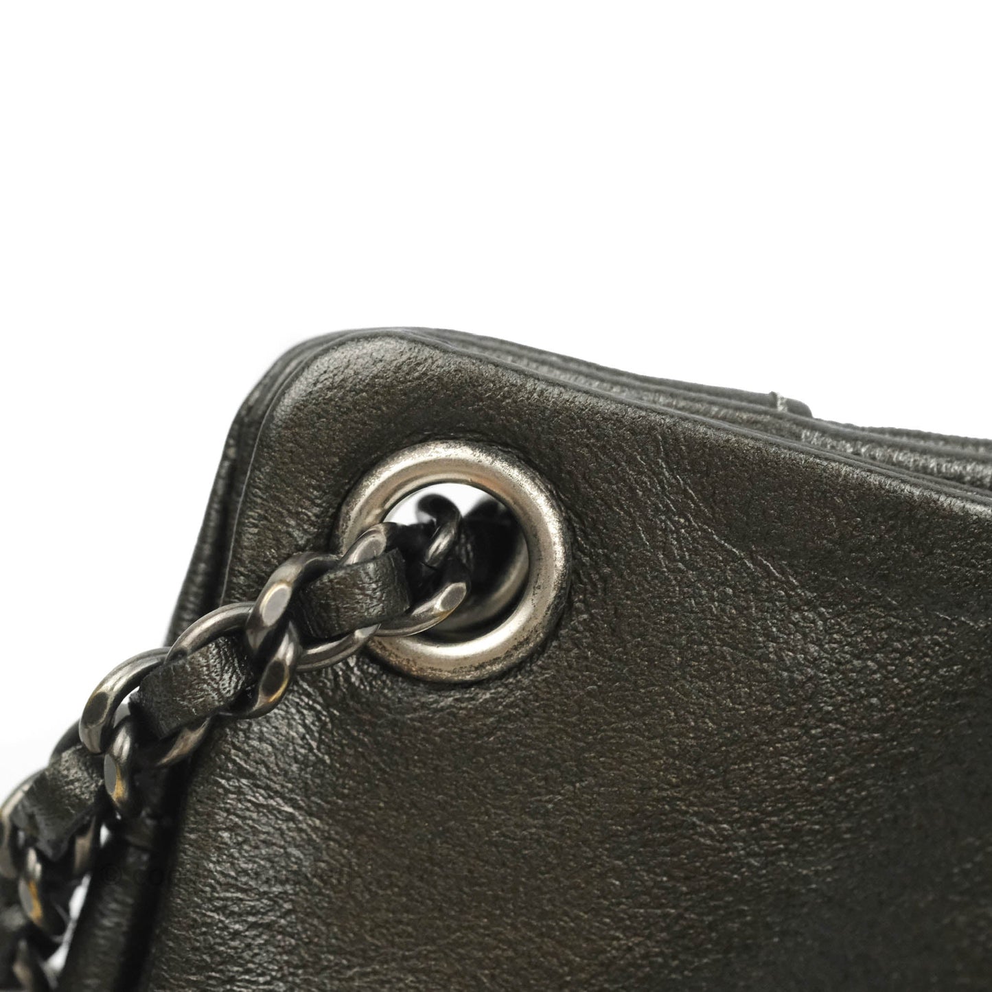 Chanel Chain Backpack Metallic Grey Lambskin Ruthenium Hardware