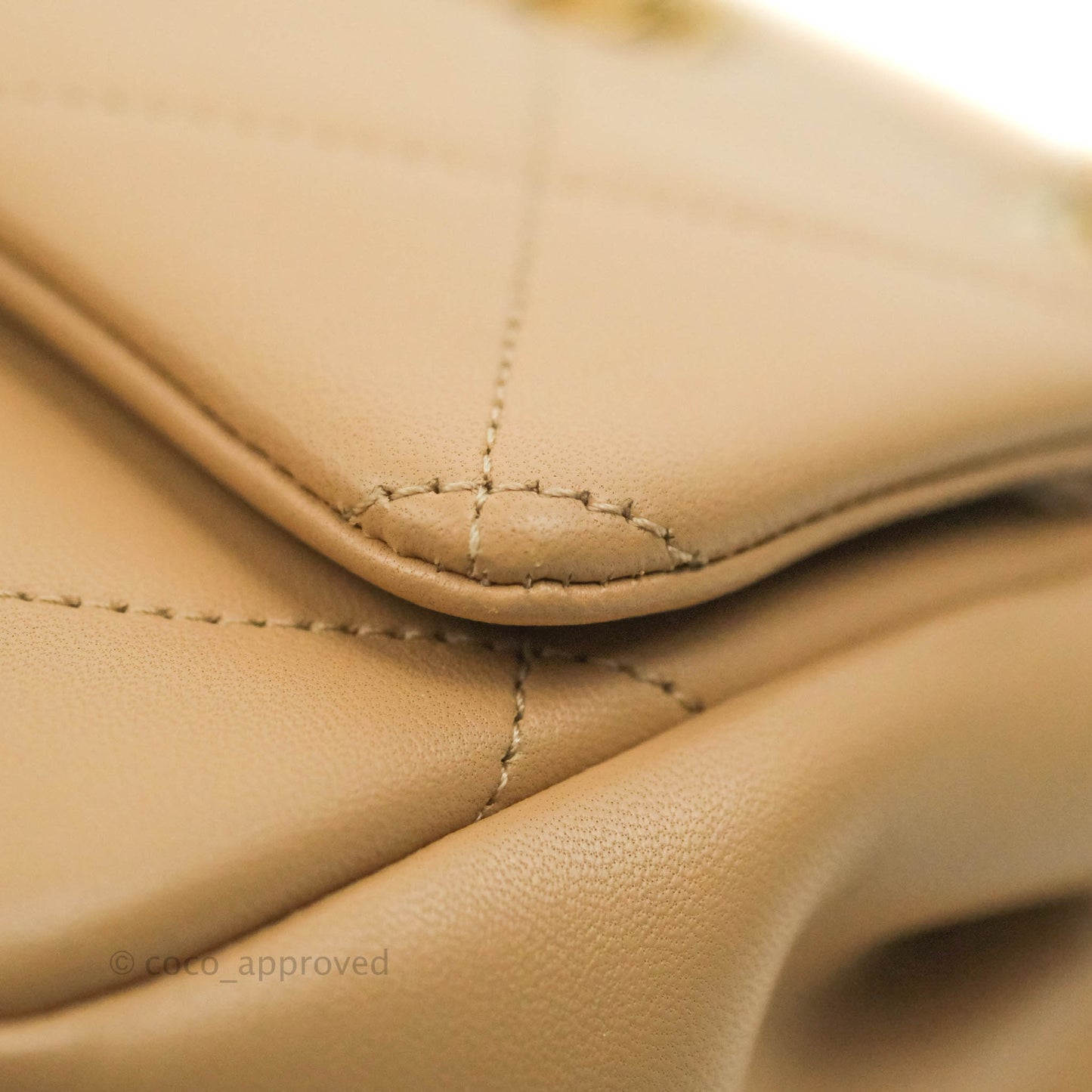 Chanel A Real Catch Quilted Flap Bag Beige Aged Gold Hardware