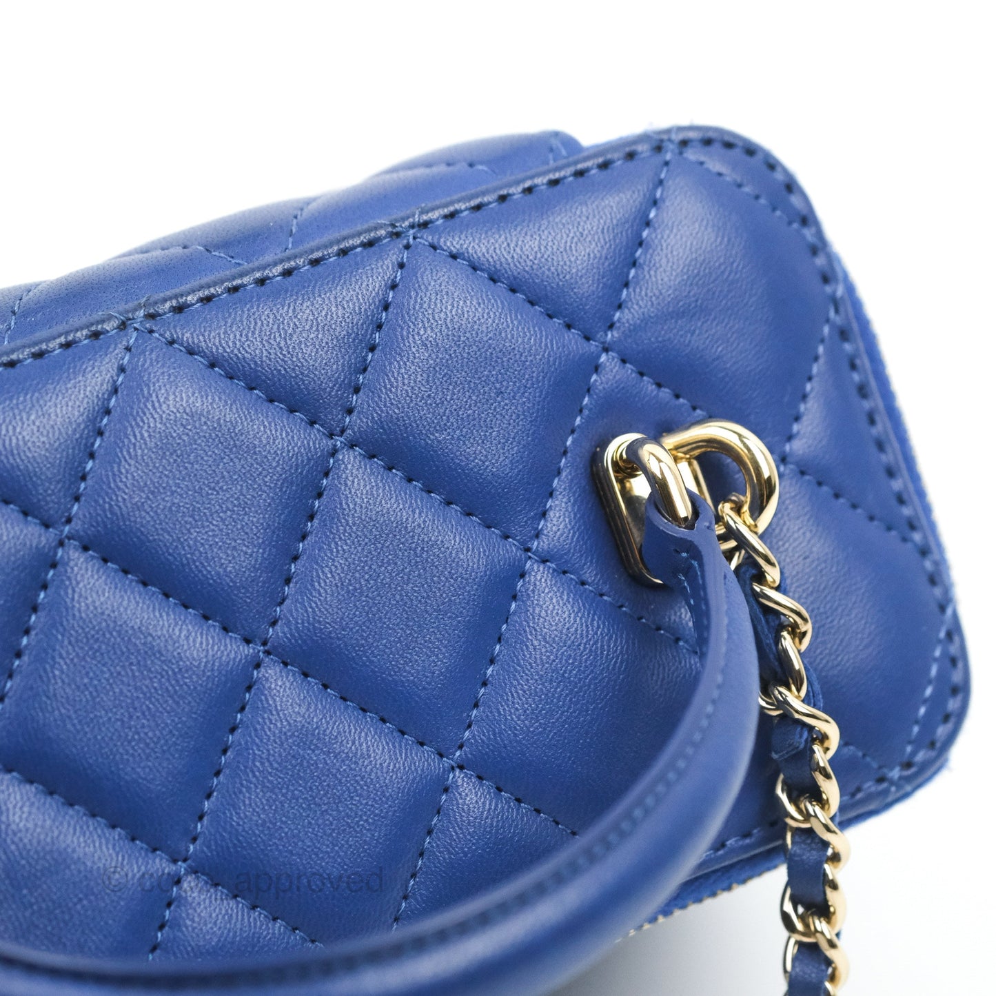 Chanel Vanity Rectangular Top Handle Blue Lambskin Gold Hardware