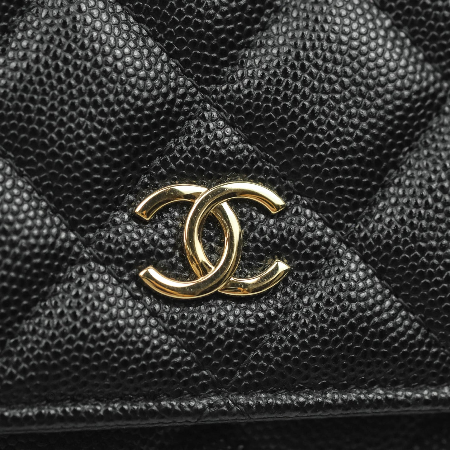Chanel Quilted WOC Black Caviar Gold Hardware With Charms