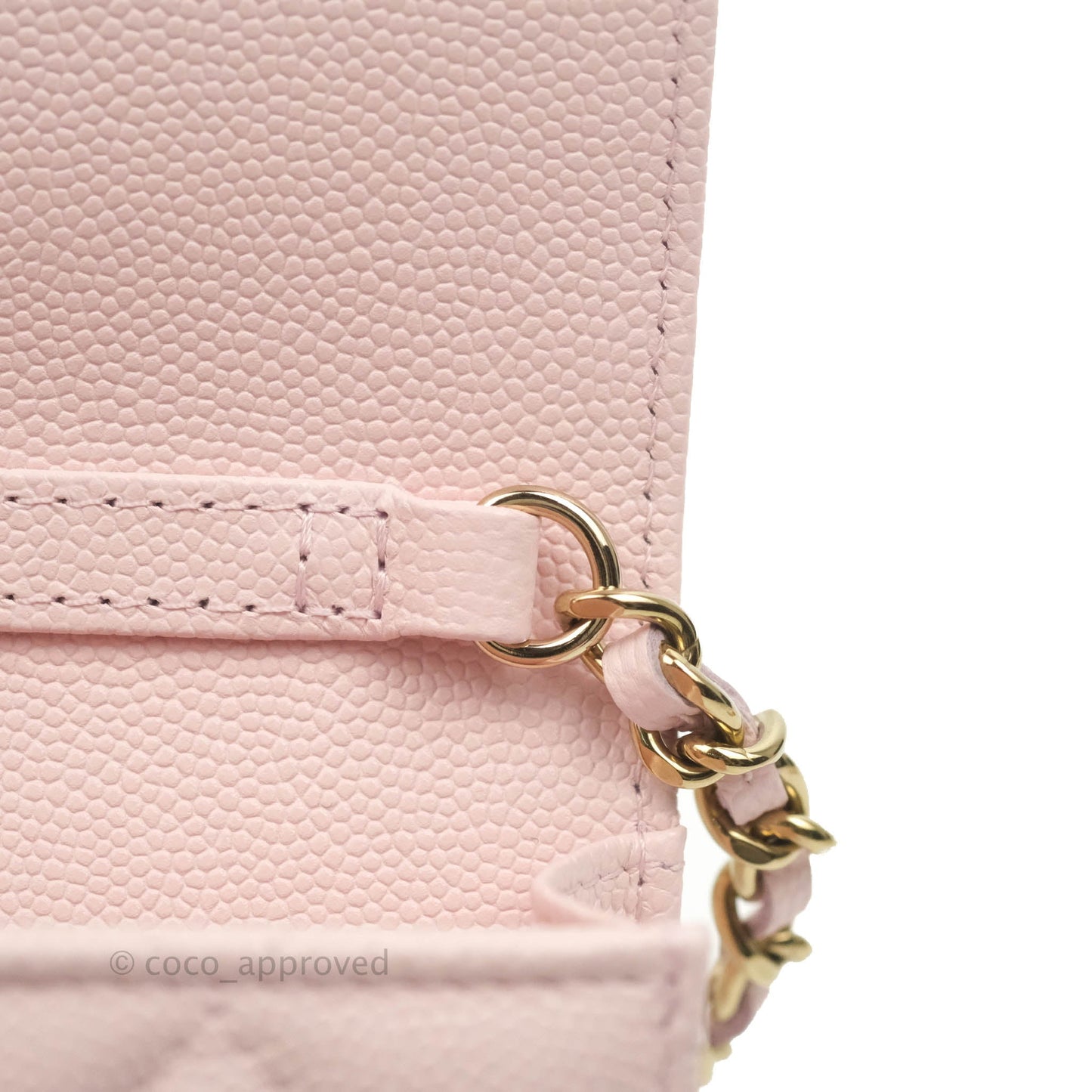 Chanel Mini Wallet With Chain Light Pink Caviar Gold Hardware