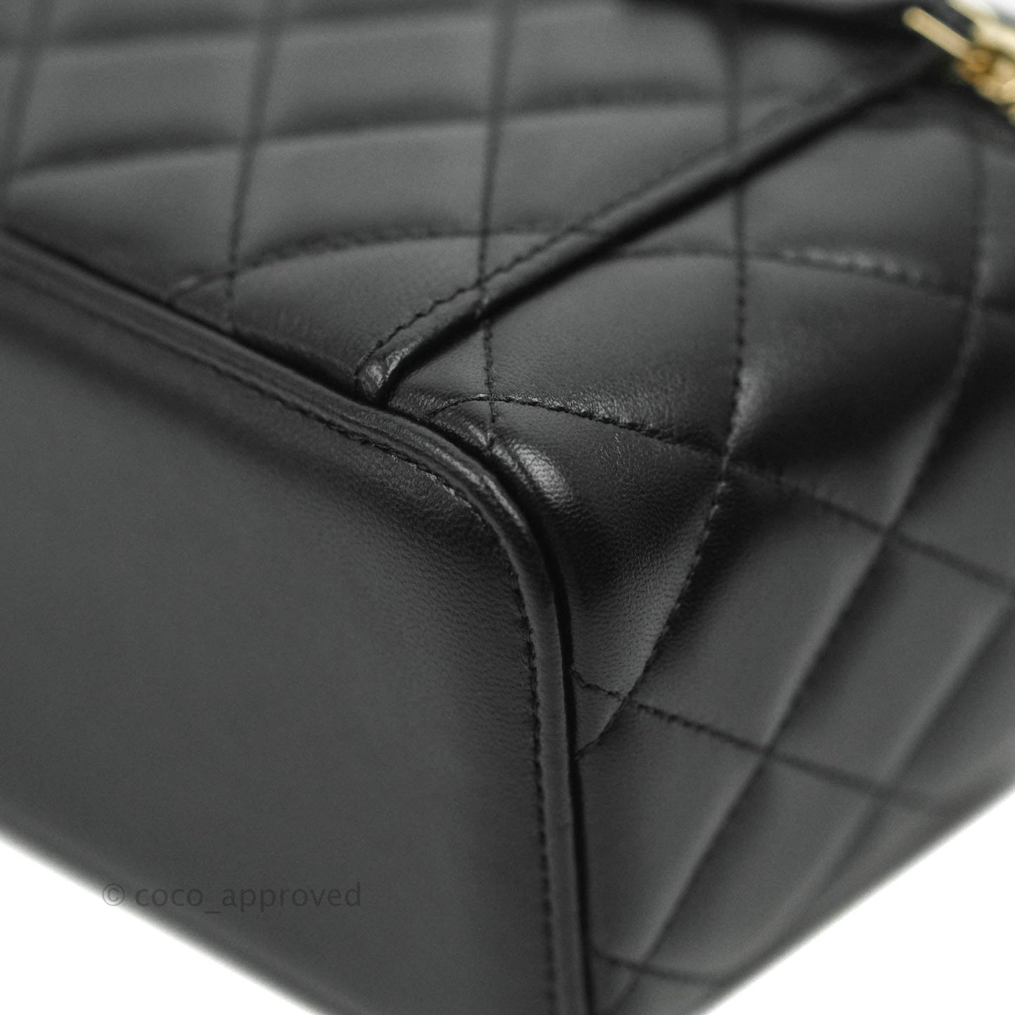 Chanel Vanity Rectangular Top Handle Black Lambskin Gold Hardware