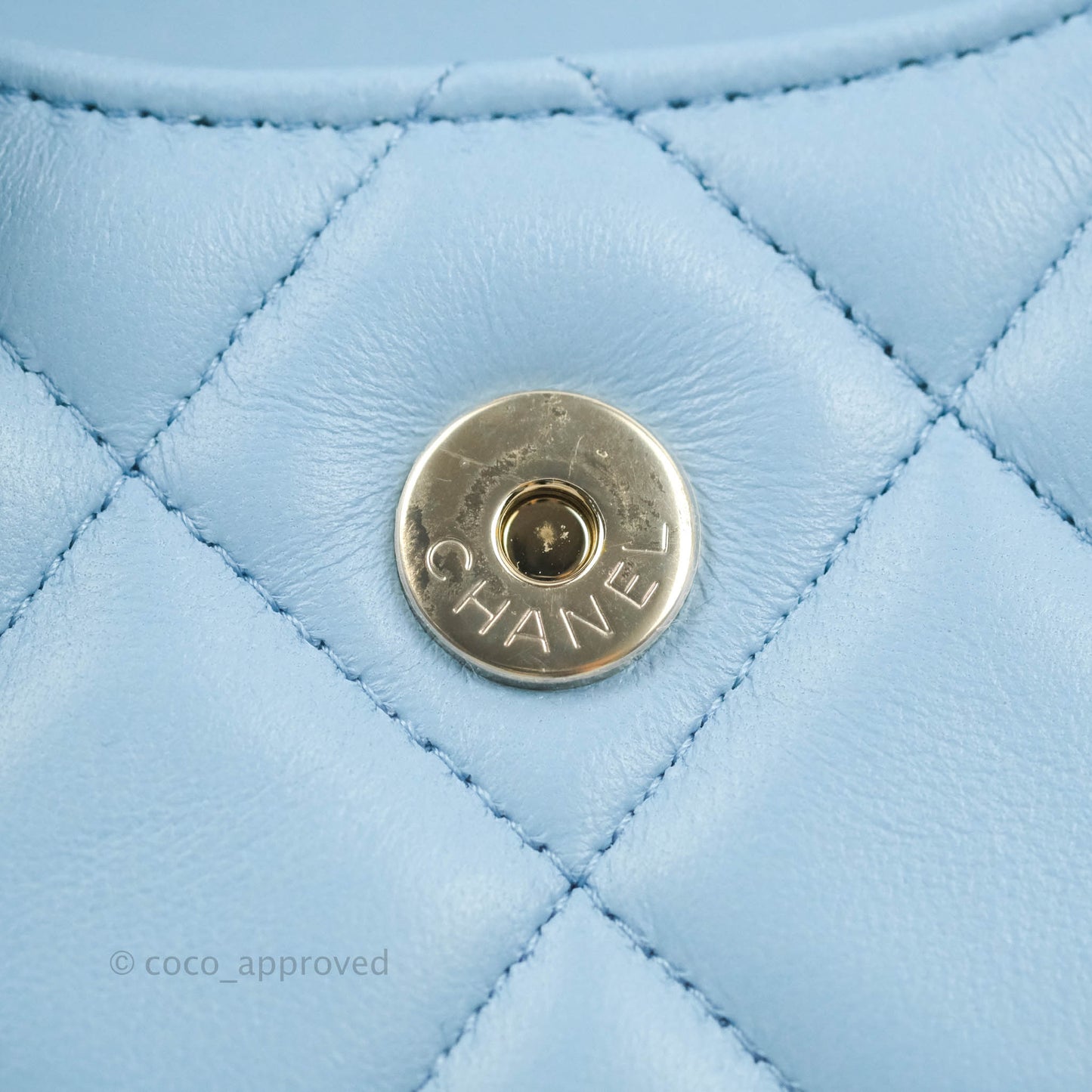 Chanel Mini Clutch With Chain Blue Lambskin Gold Hardware