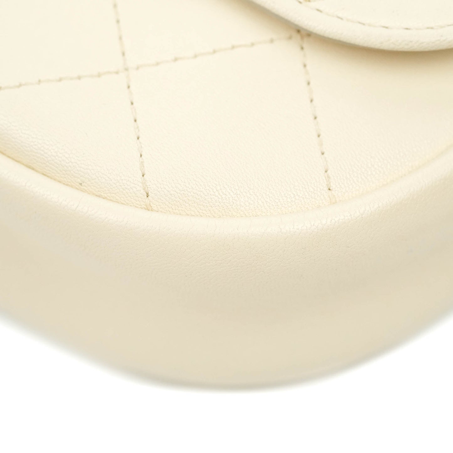 Chanel Flat Quilted Mini Flap Bag Ivory Calfskin Gold Hardware