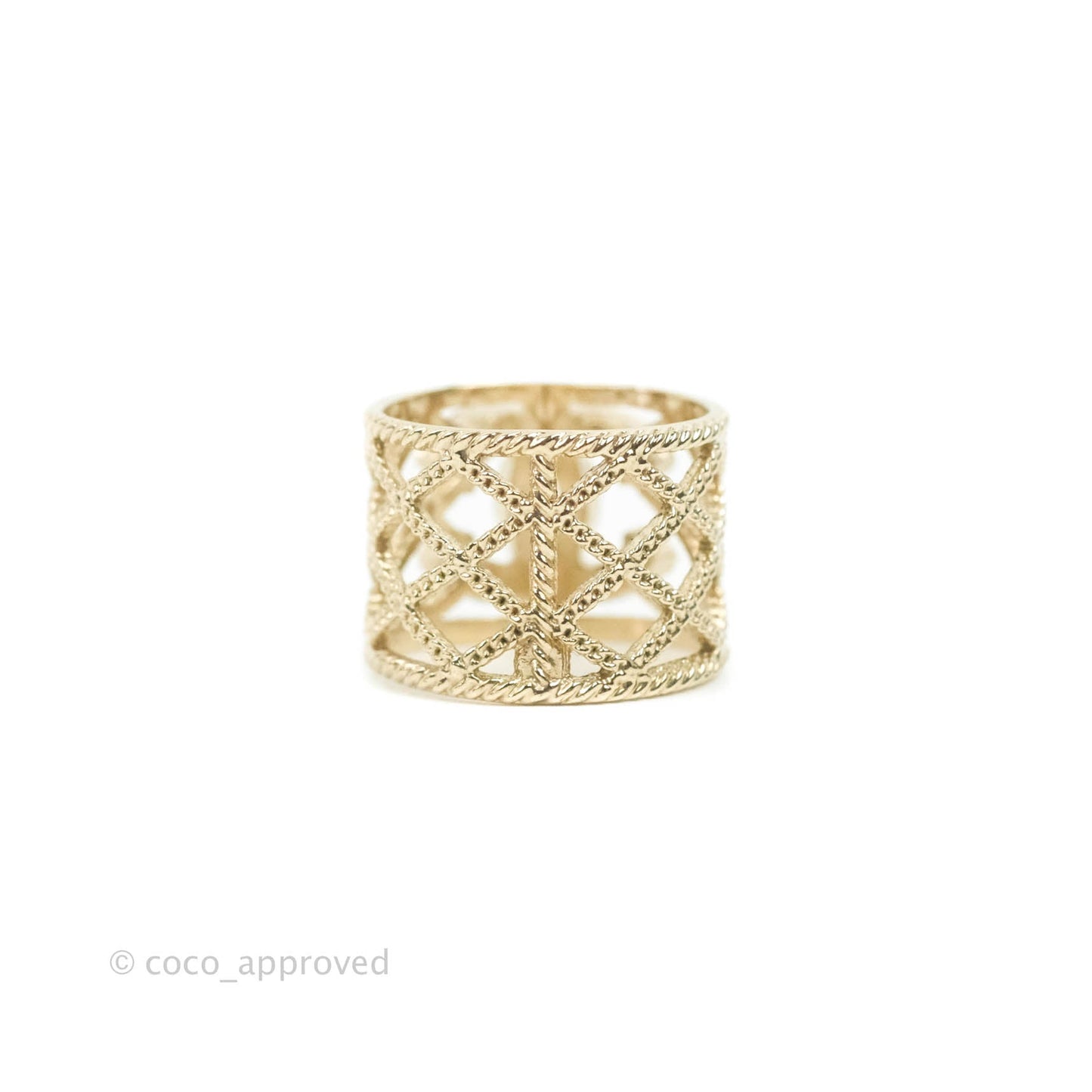 Chanel CC Pearl Ring Gold Tone 19C