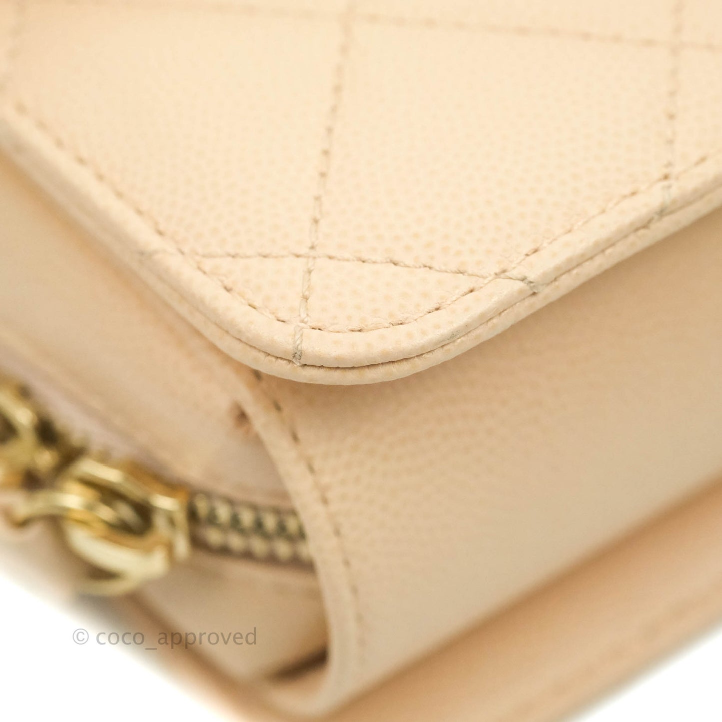 Chanel Quilted Small Like The Wallet Flap Light Beige Caviar Light Gold Hardware 22C