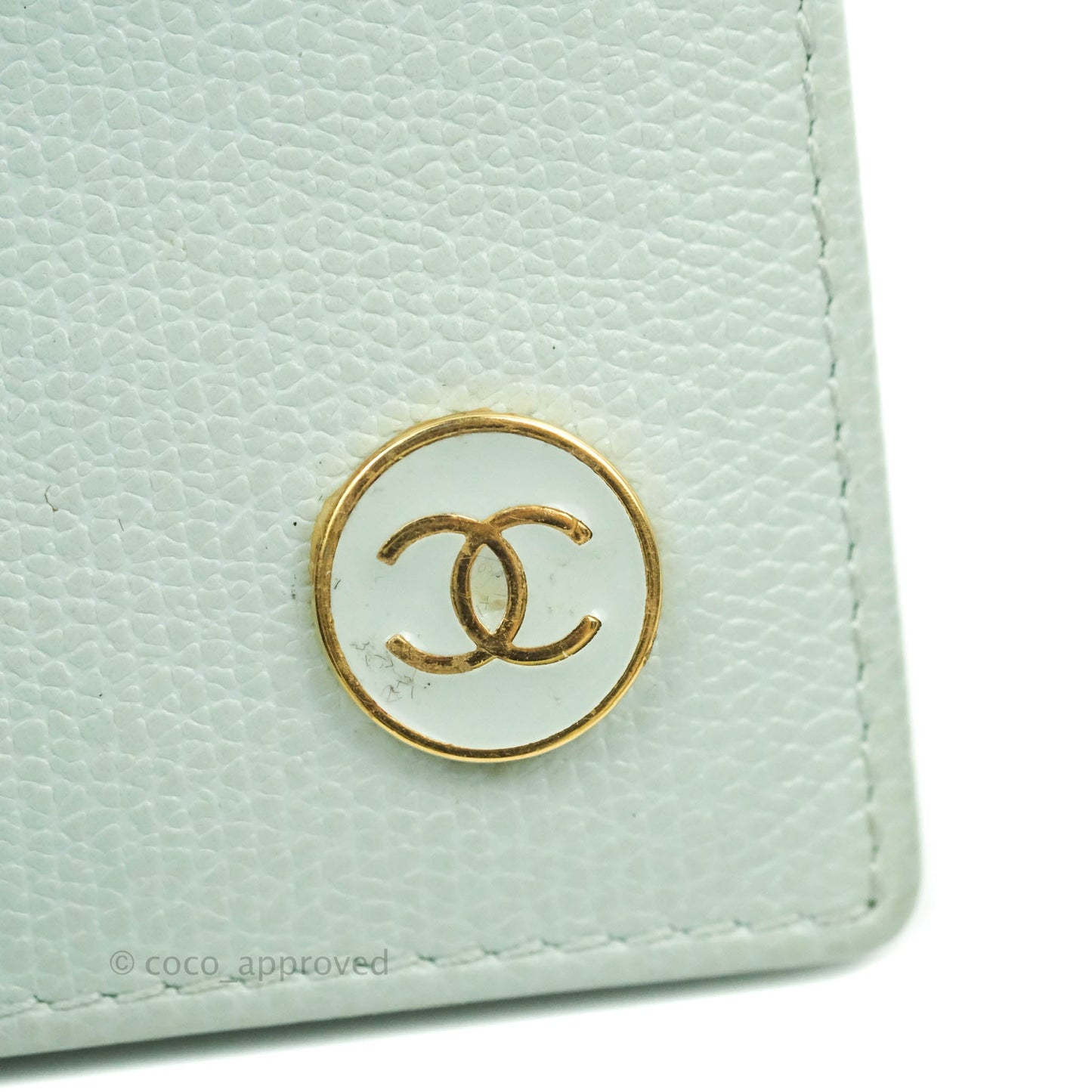 Chanel Card Holder Tiffany Blue Grained Leather